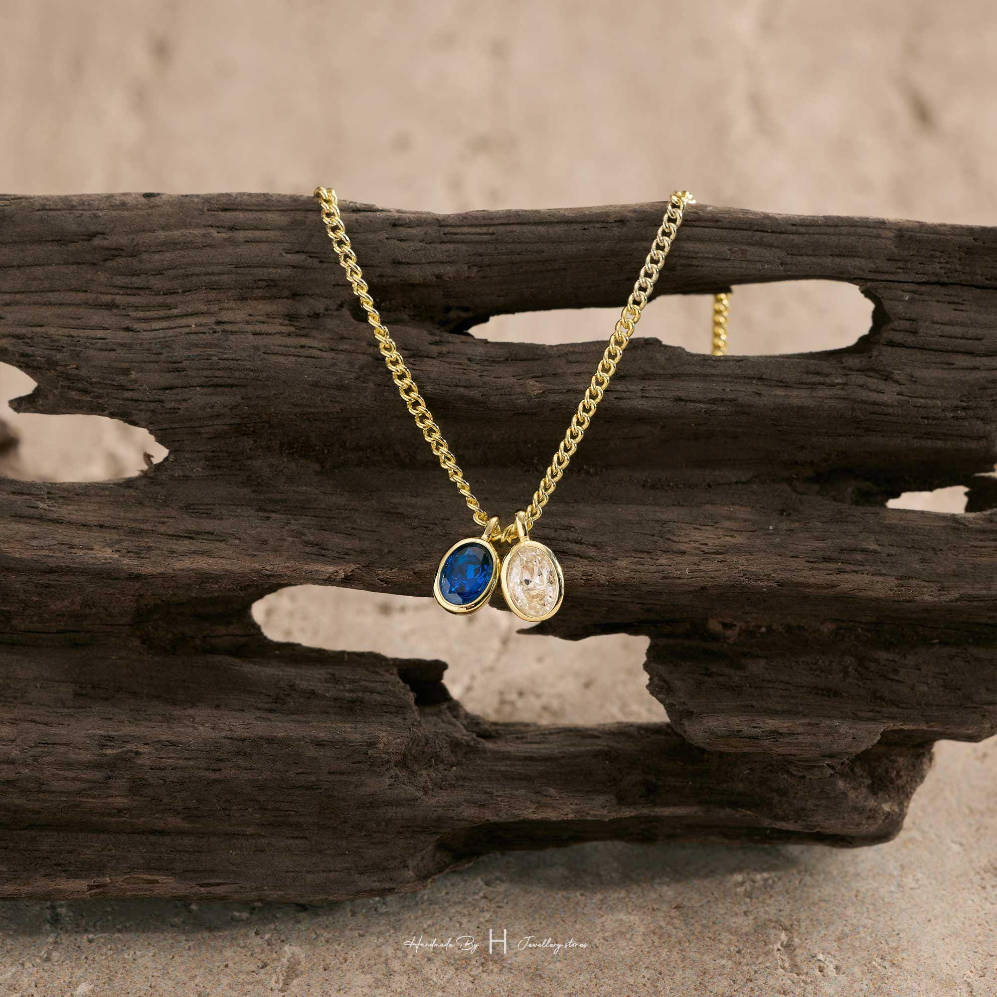 Custom Birthstone Necklace for Dad with Copper Pendant and Zircon Stone