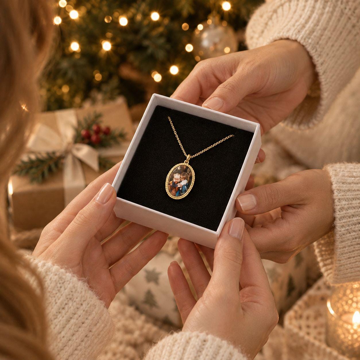 Personalized Photo Necklace in Solid Copper with Cable Chain