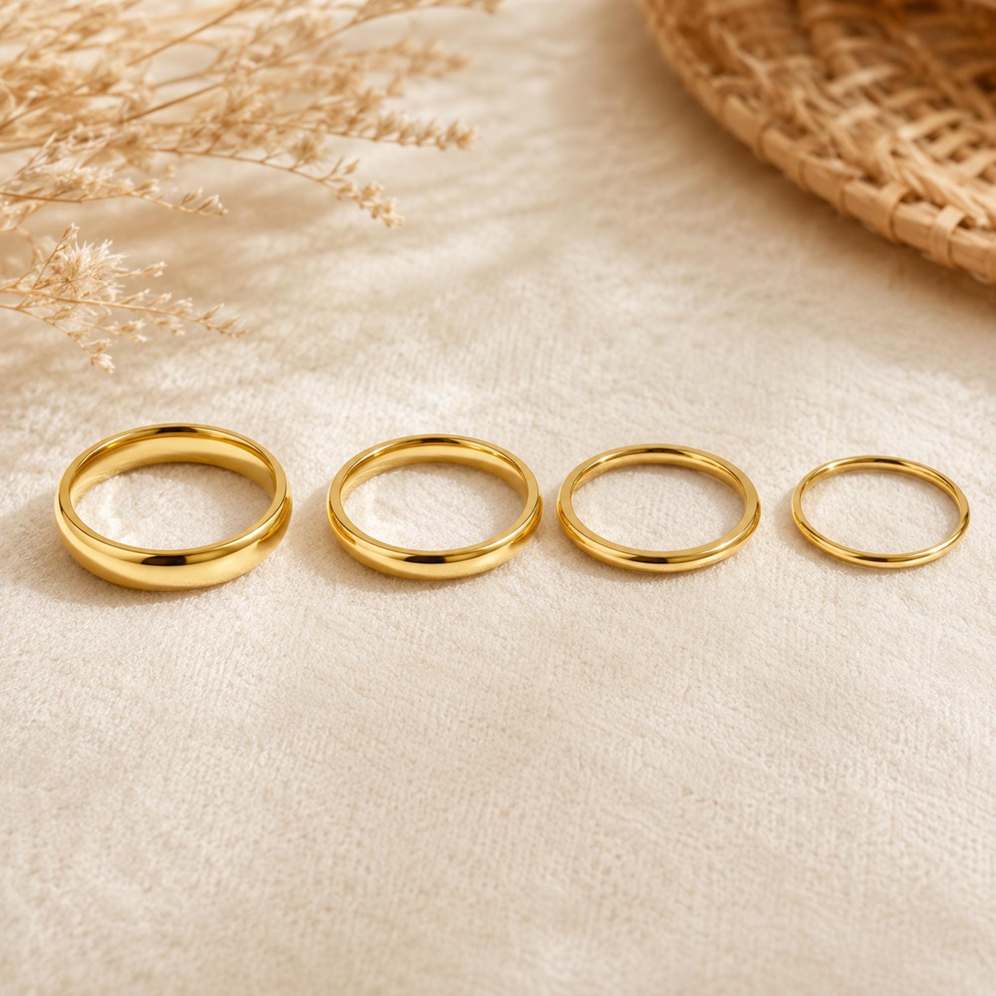 18K Gold Plated Minimalist Dome Ring for Women