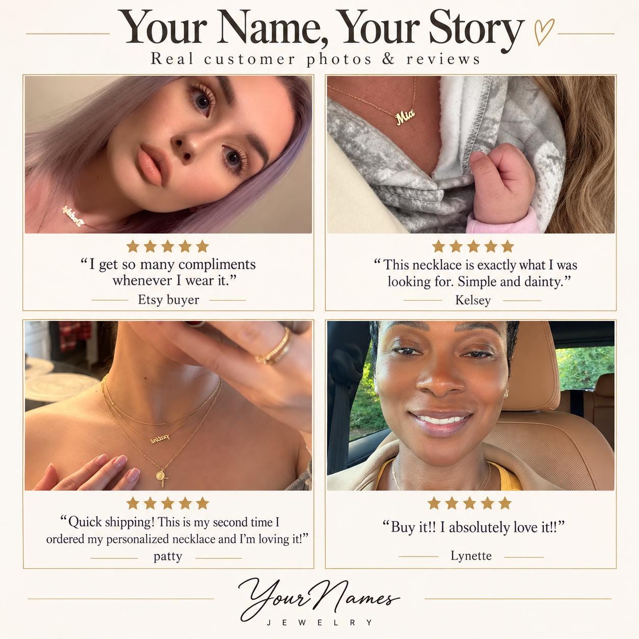 14K Solid Gold Name Necklace