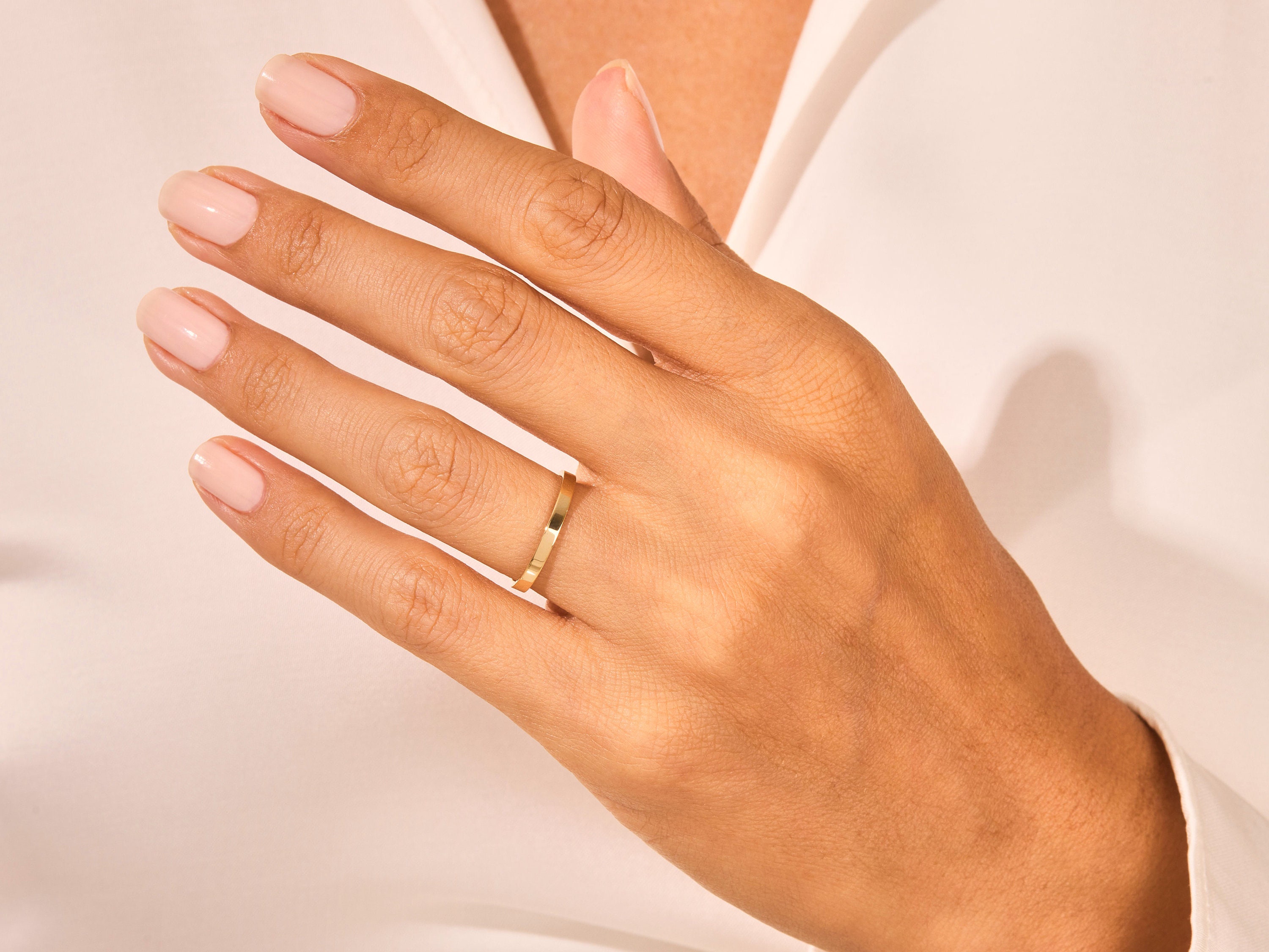 2mm Yellow Gold Flat Wedding Band, Comfort Fit