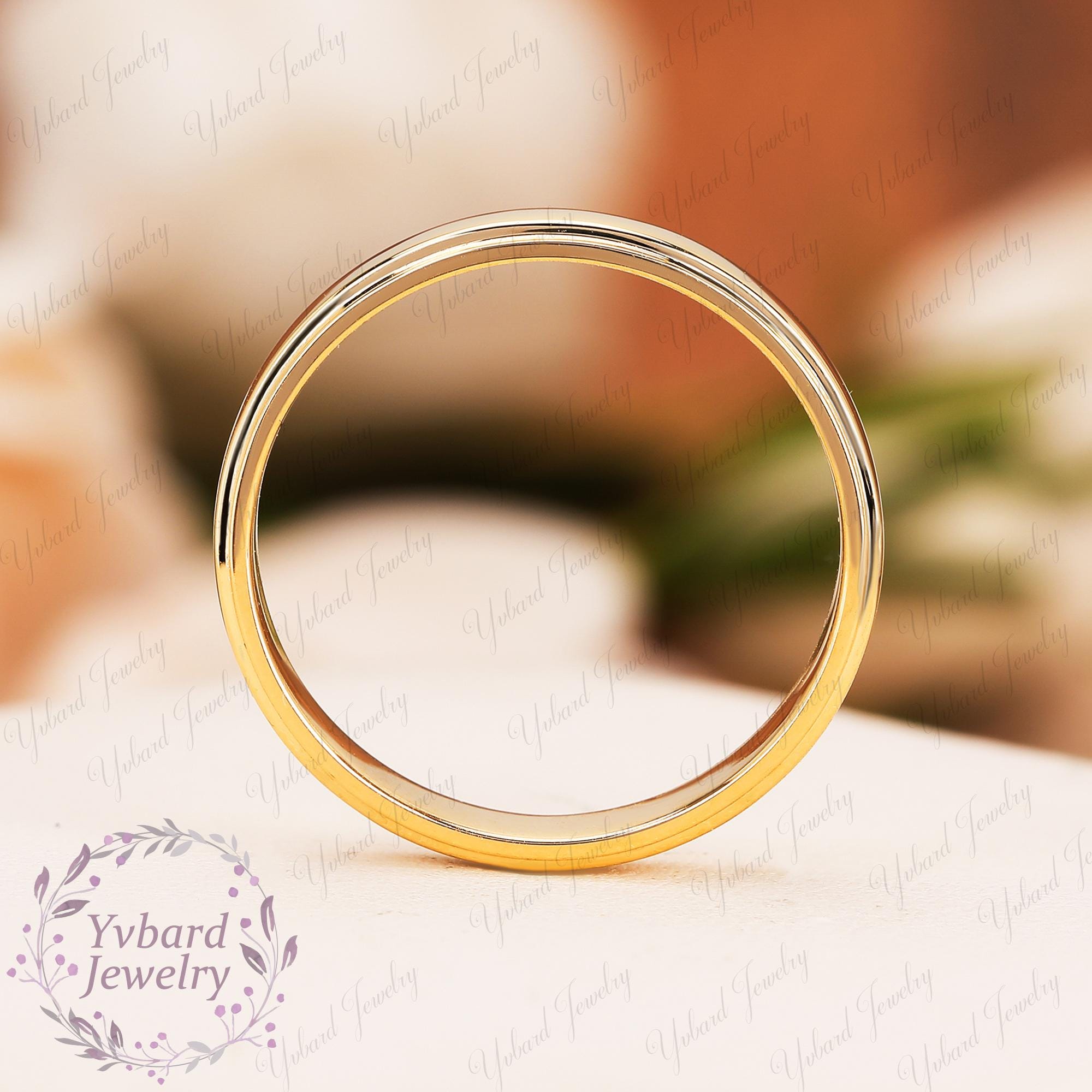 Solid Gold Comfort Fit Wedding Band in 10K 14K or 18K Yellow Gold