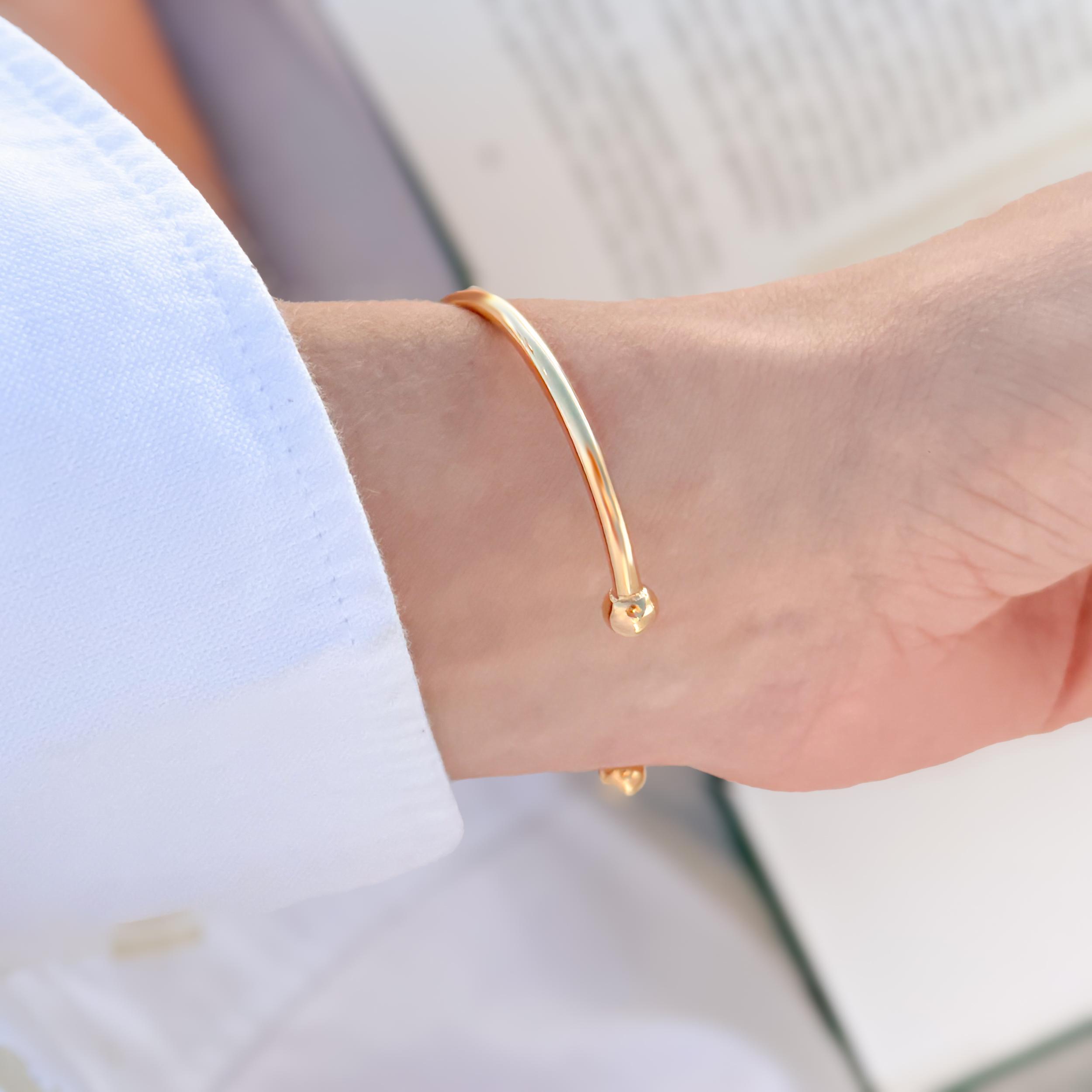 Women's Real Handwriting Torque Bangle in 18K Gold, Silver or Stainless Steel