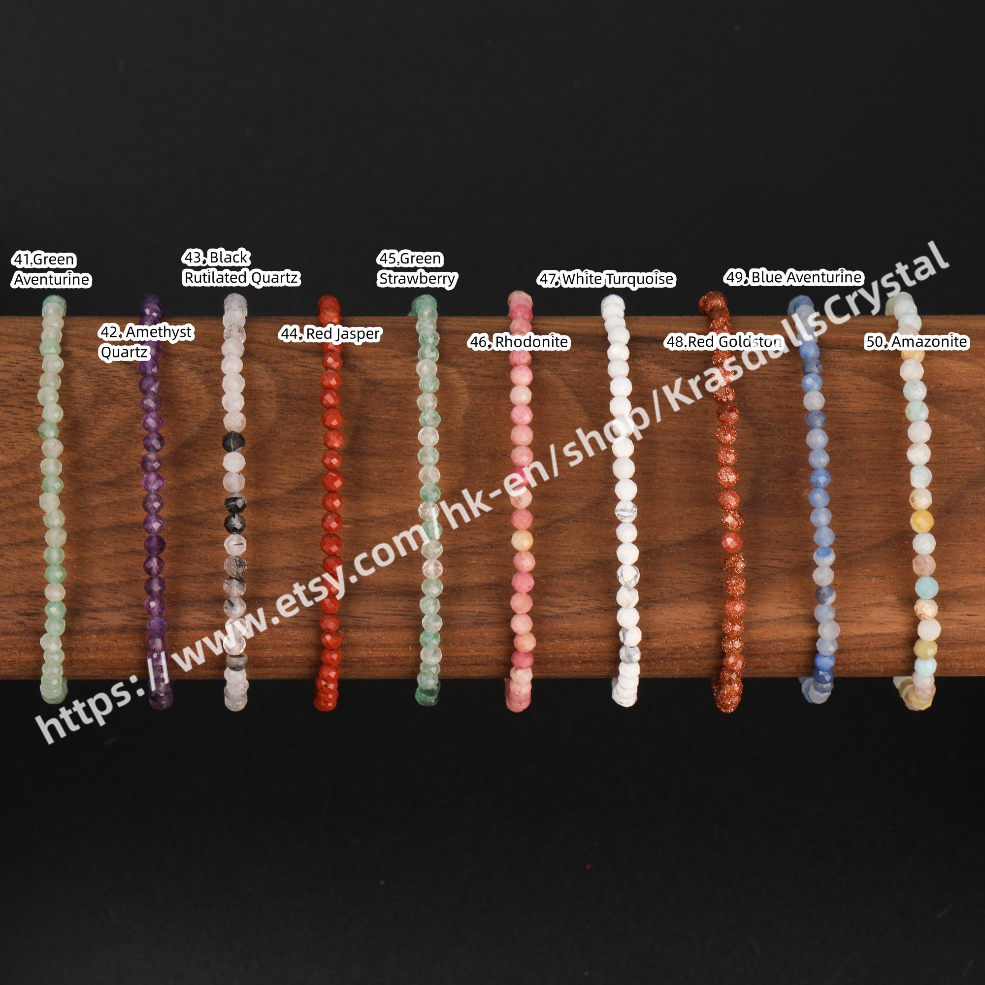 Natural Crystal Mini Beaded Bracelet with Faceted 3-3.5 mm Stones