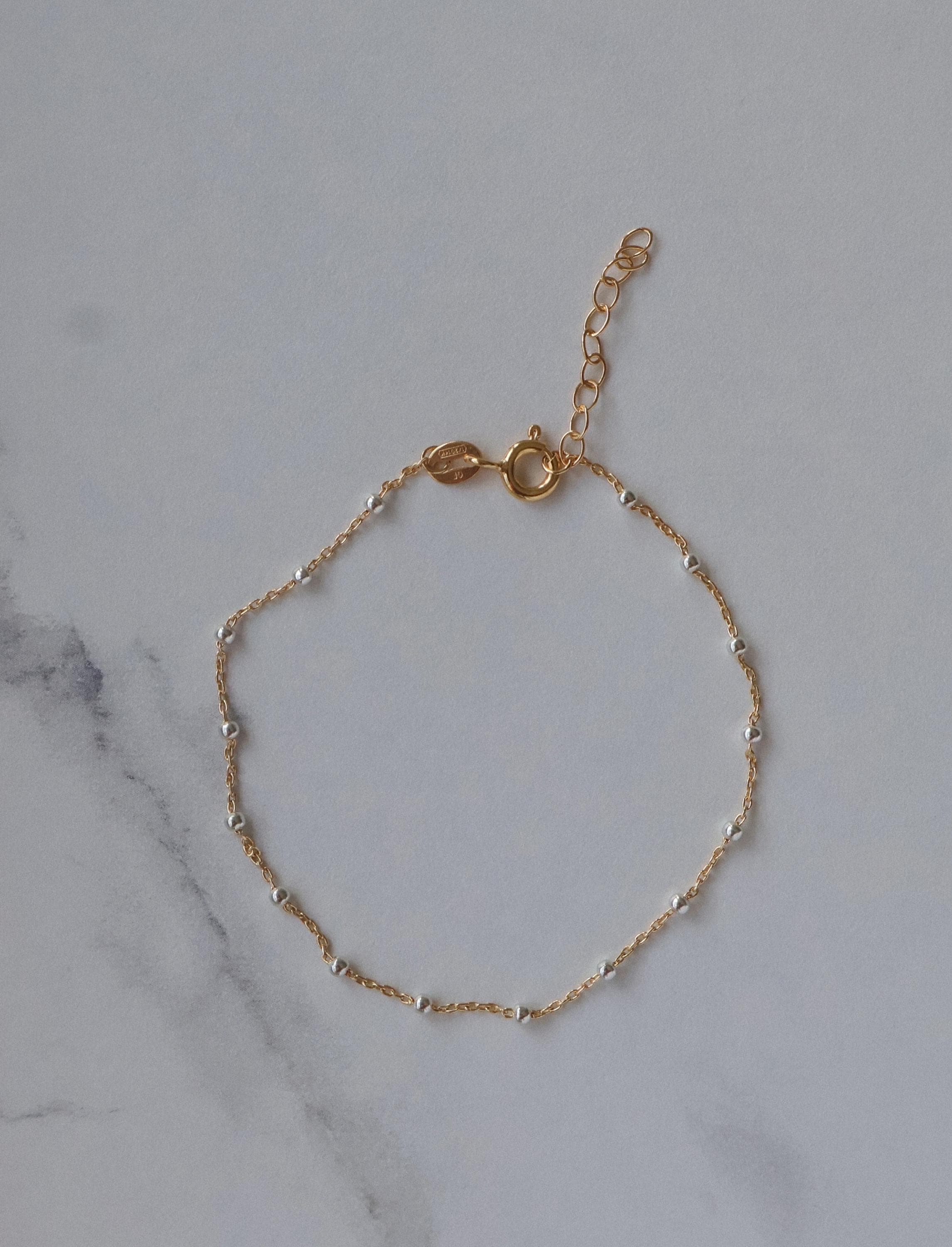 14K Gold Filled Satellite Bracelet with Sterling Silver Beads