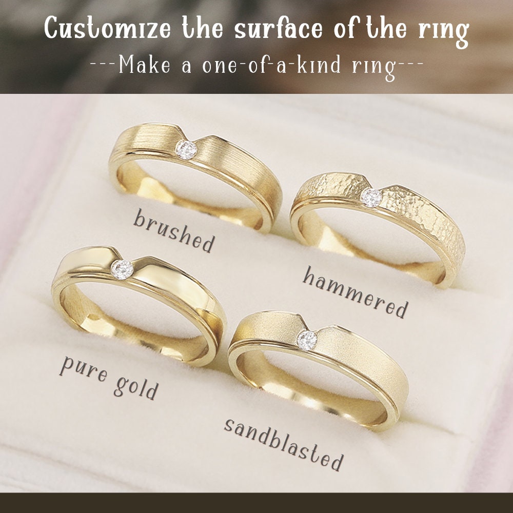 Mountain Wedding Ring Set in Gold with Moissanite