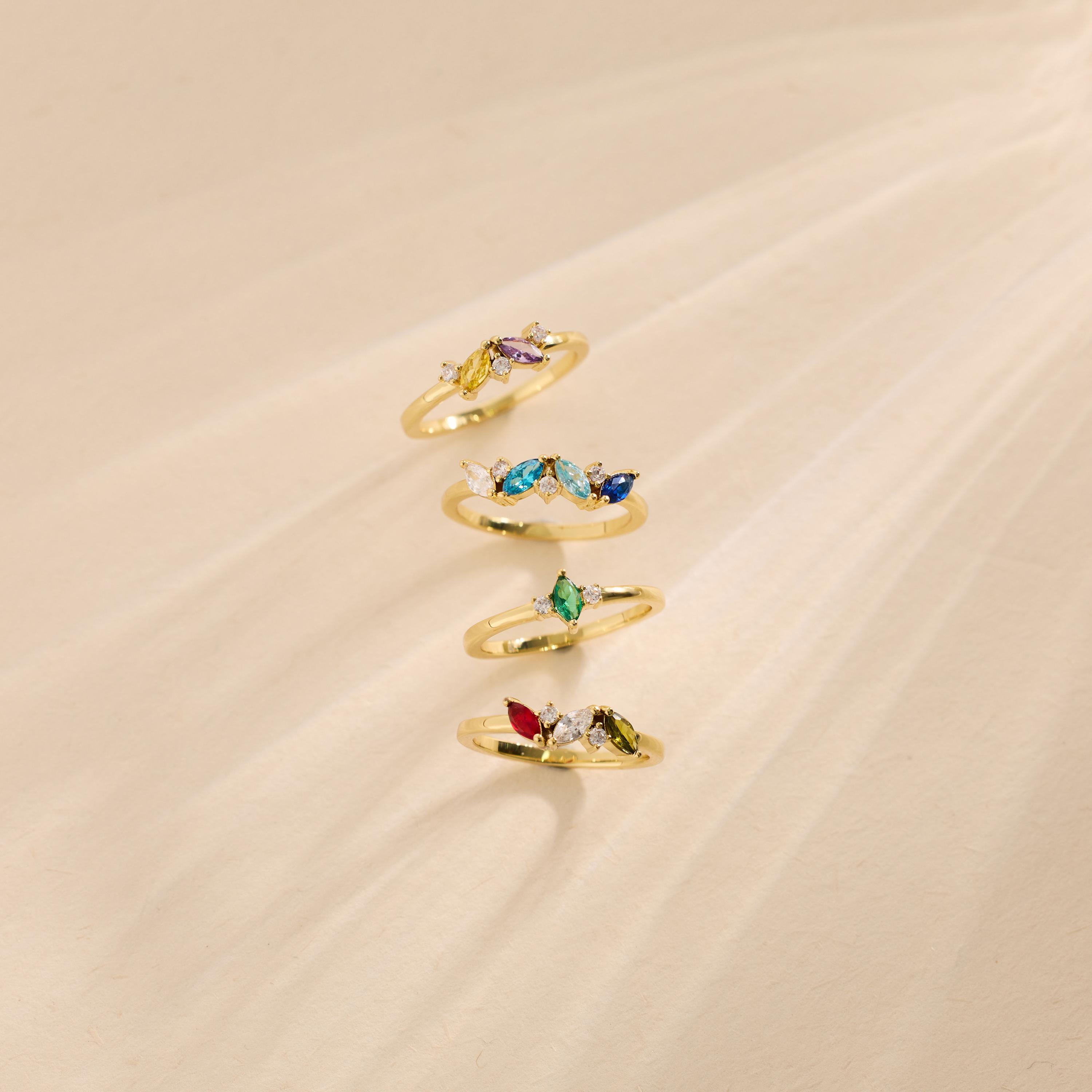 Custom Marquise Birthstone Cluster Ring