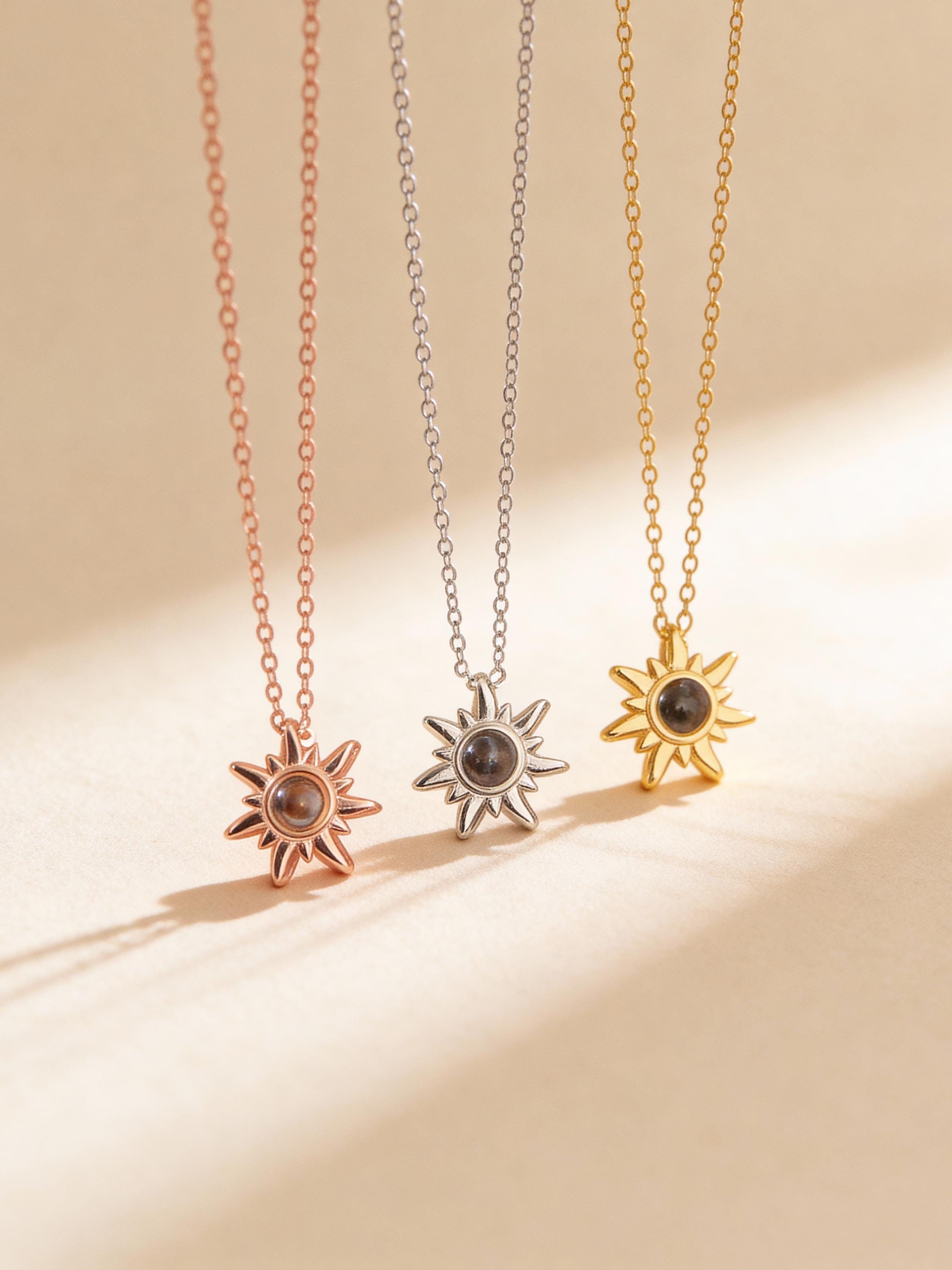 Sunflower Photo Projection Necklace with Hidden Picture