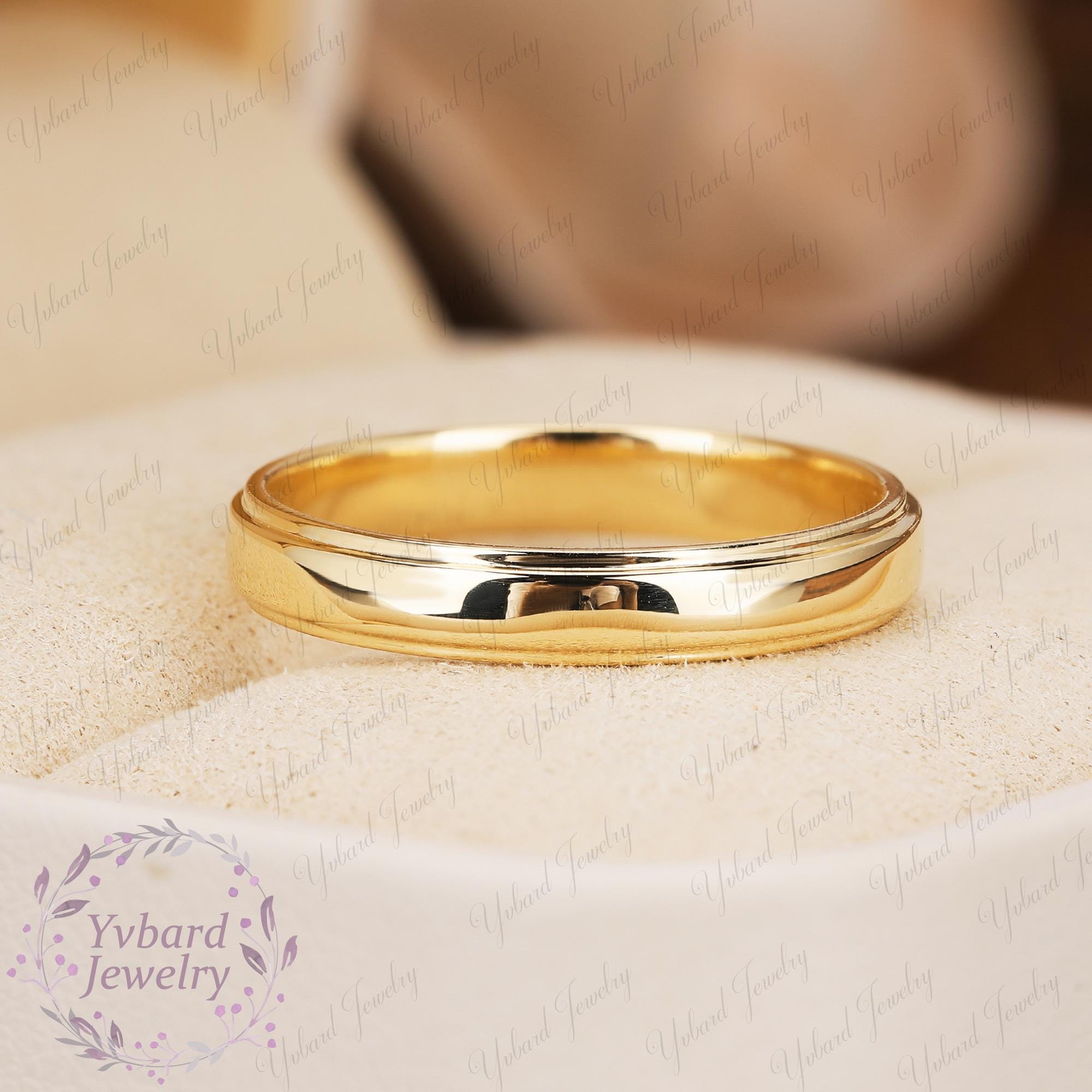 Solid Gold Comfort Fit Wedding Band in 10K 14K or 18K Yellow Gold