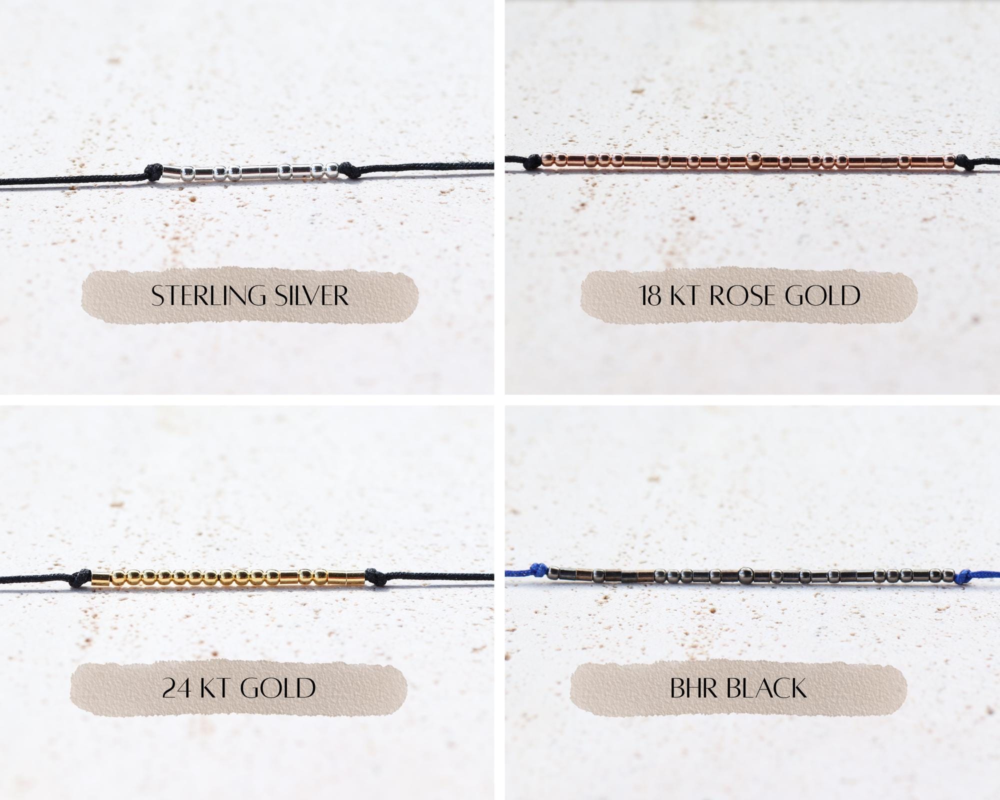 Personalized Morse Code Couple Bracelet Set of Two in Silver, Gold or Rose Gold