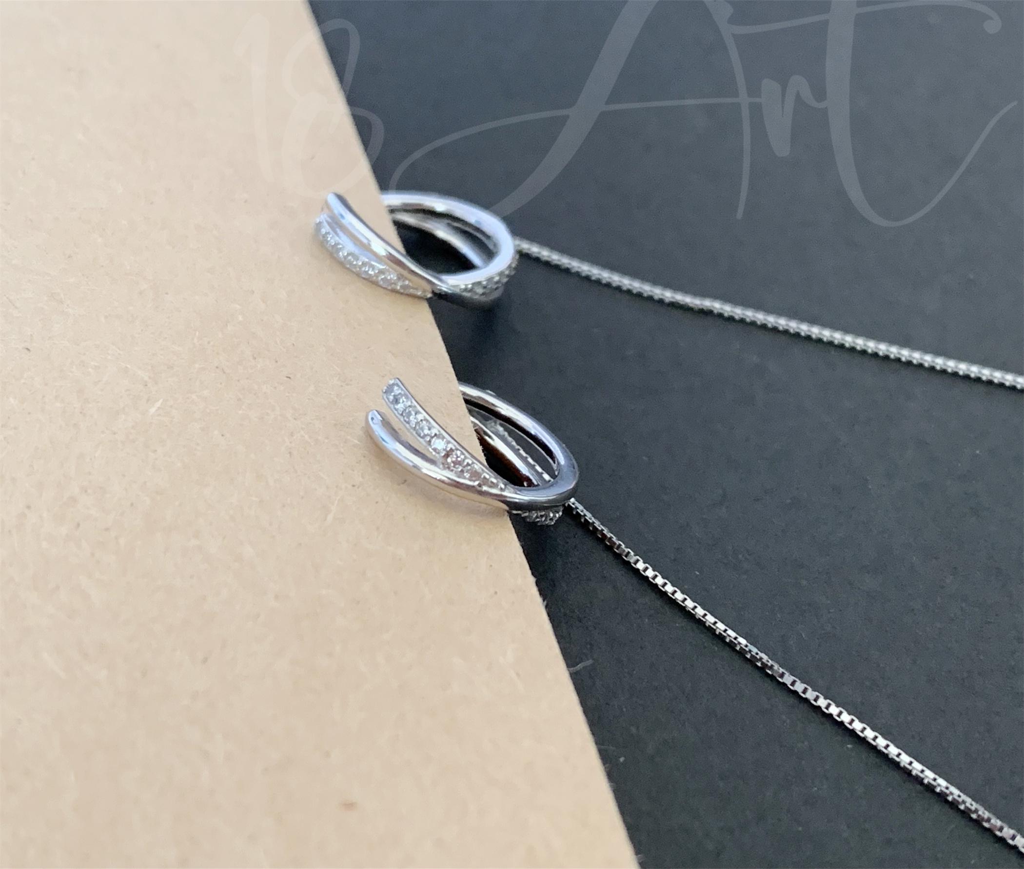 925 Silver Threader Earring with Gold Plated Ear Cuff and CZ Chain