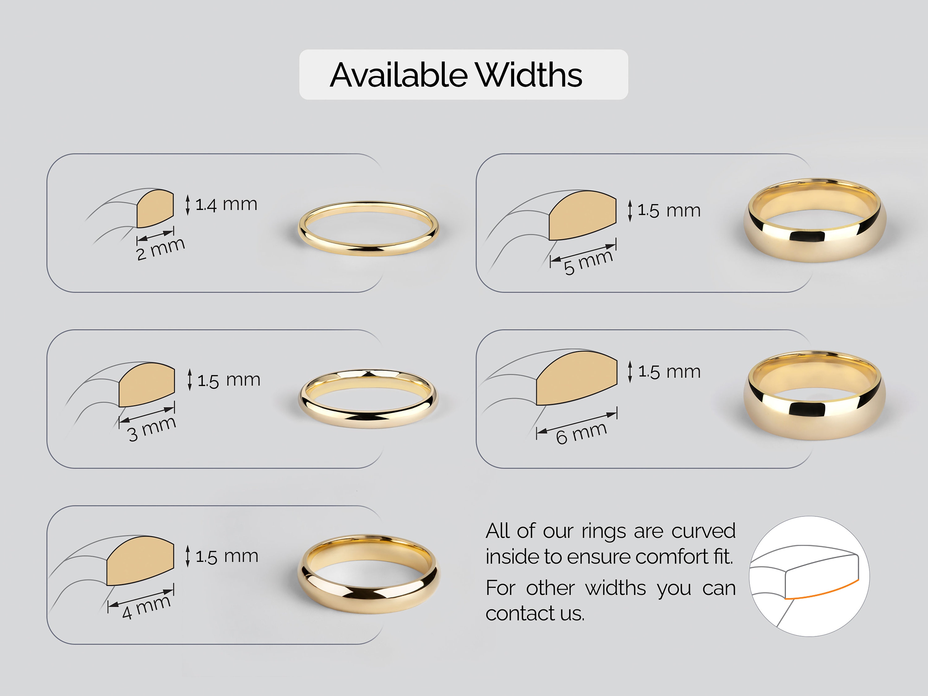 4mm Polished Dome Wedding Band in 10K 14K 18K Gold