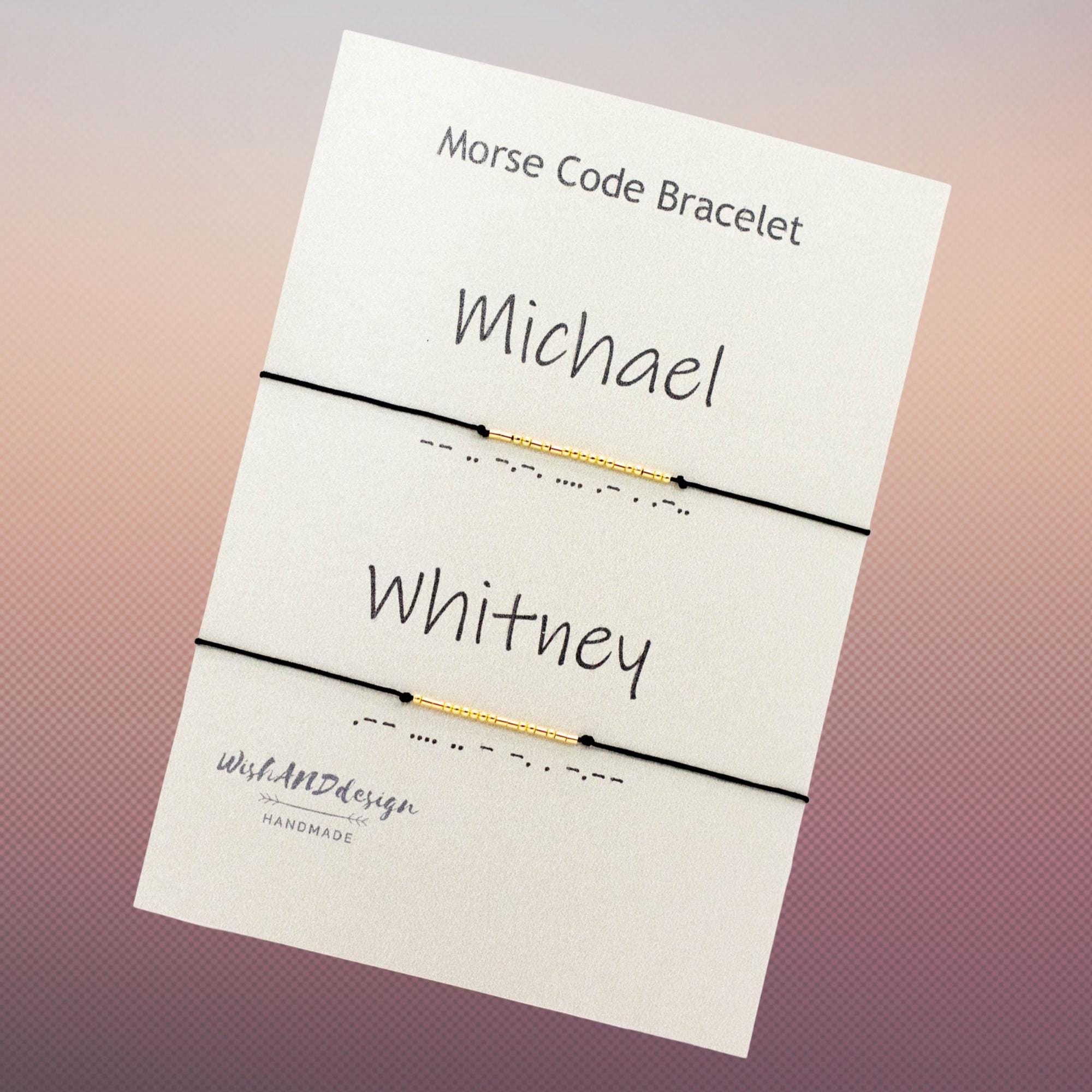 Personalized Morse Code Couple Bracelet Set of Two in Silver, Gold or Rose Gold