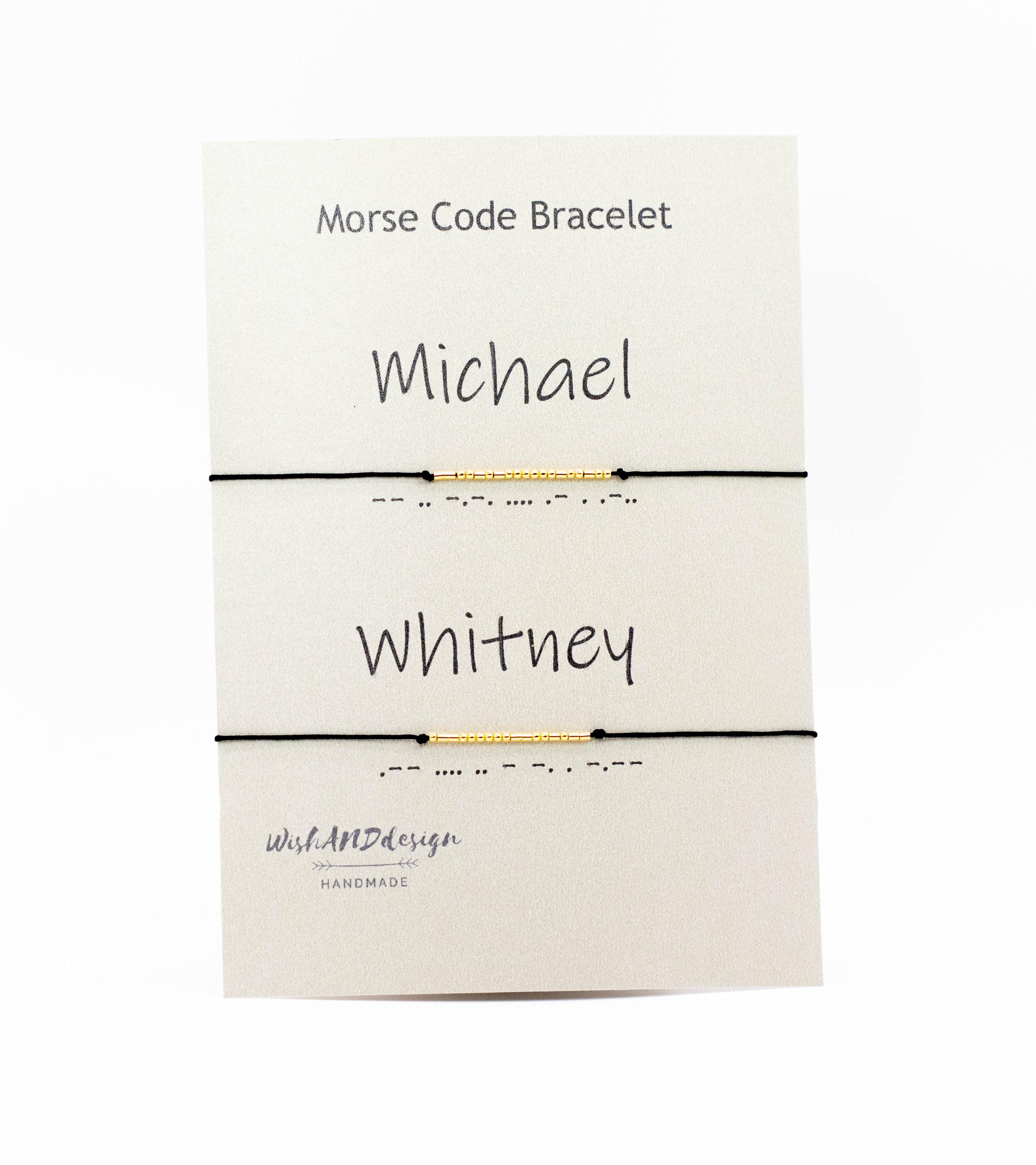 Personalized Morse Code Couple Bracelet Set in Sterling Silver and Gold