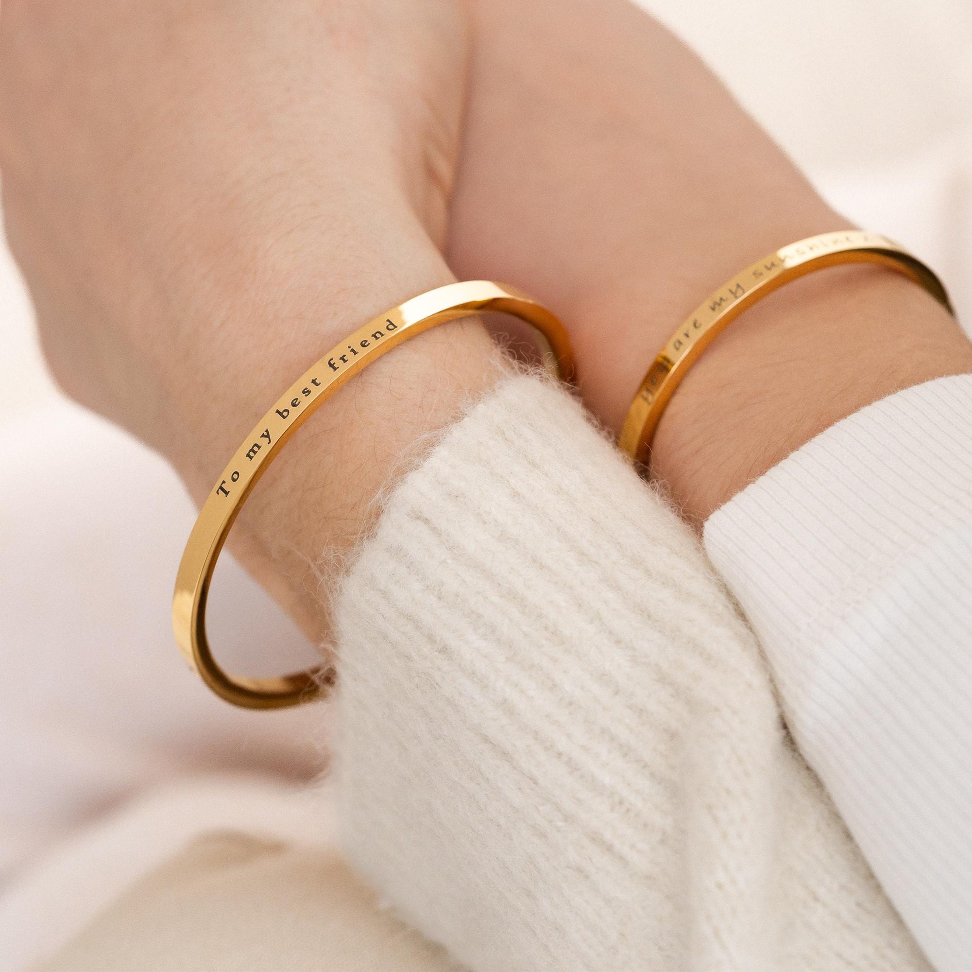Engraved Clasp Bangle with Personalized Name, Date, or Initials