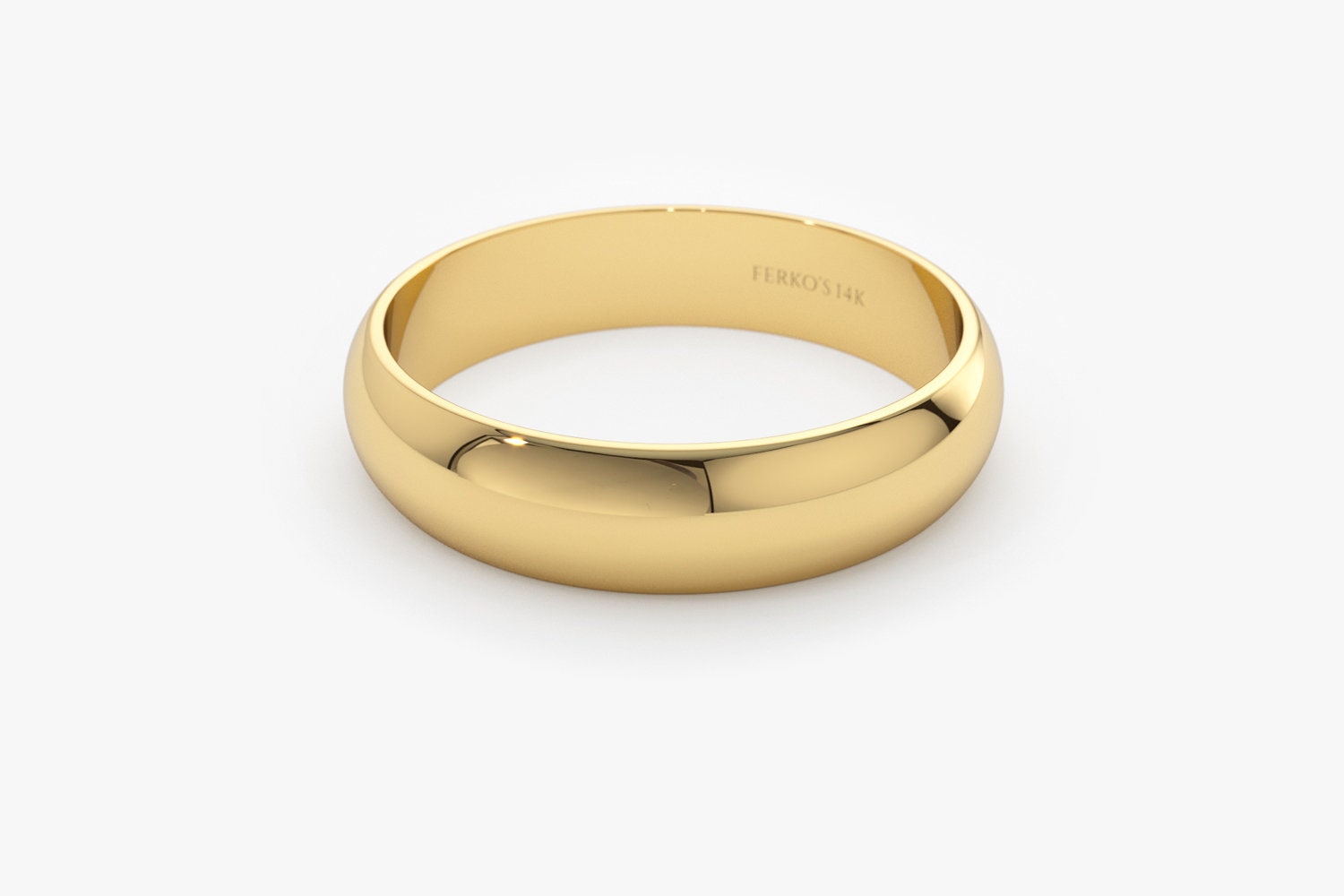 14K Solid Gold 4mm Classic Dome Wedding Band