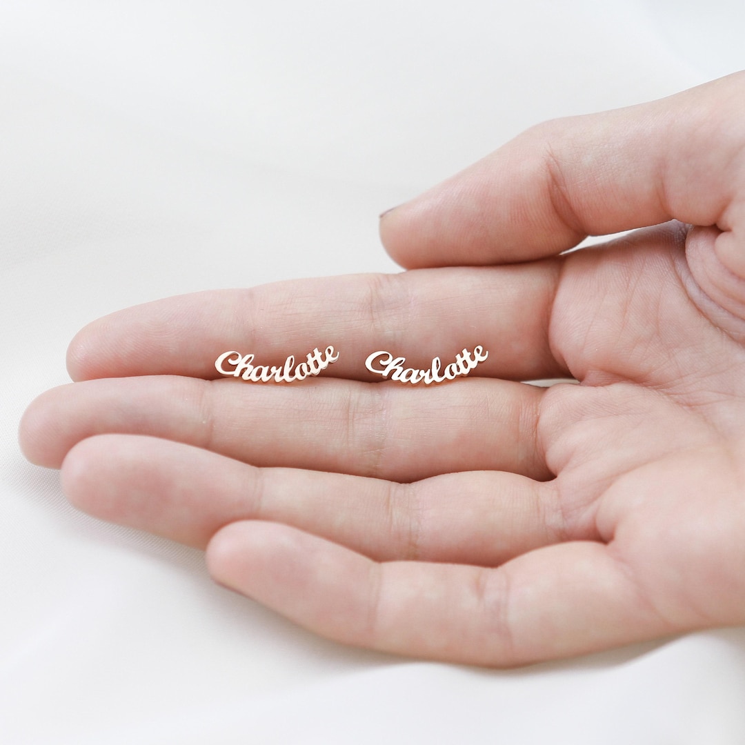 Custom Name Earrings in Sterling Silver with 18K Gold Finish