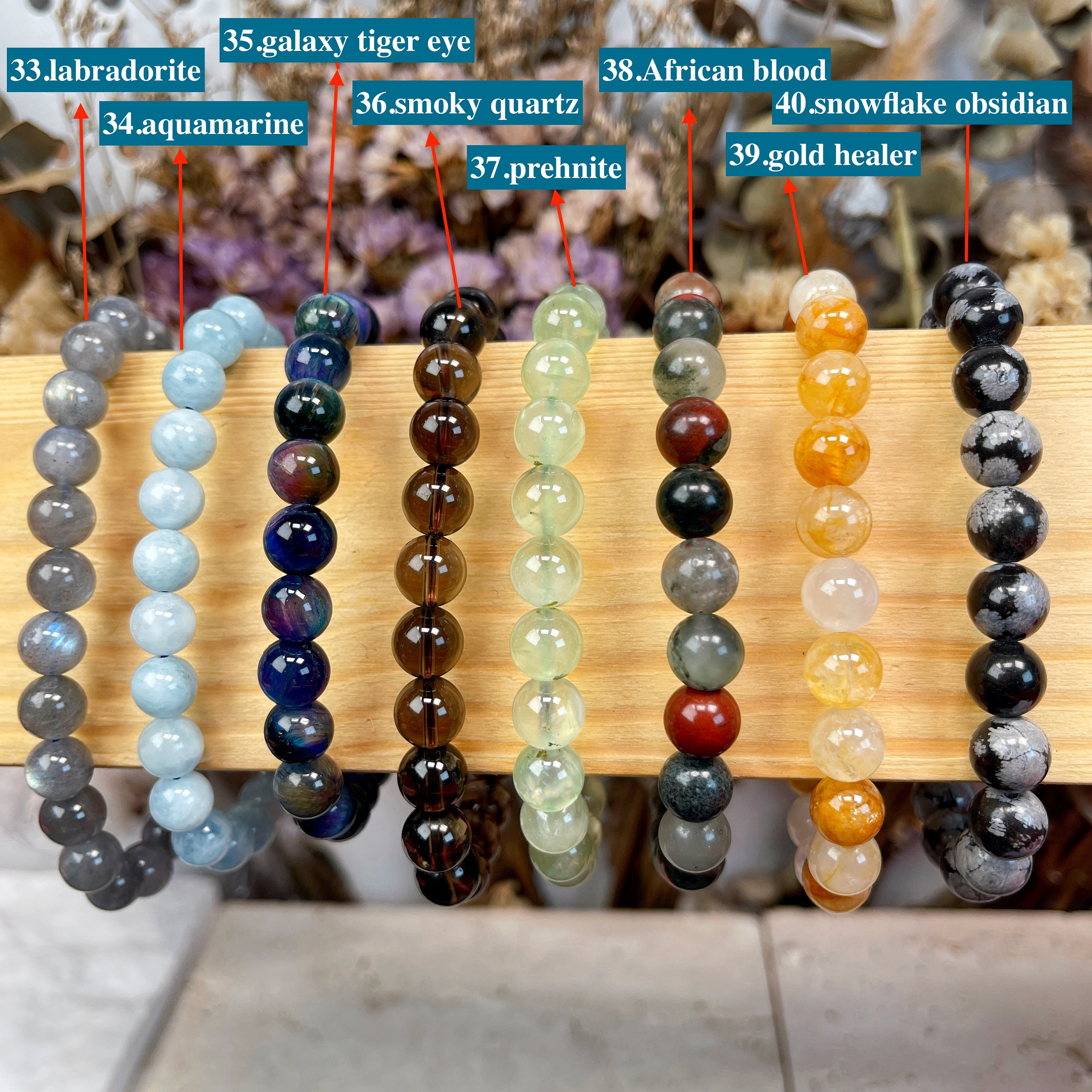 Handmade Natural Gemstone Beaded Bracelet, 6mm to 10mm