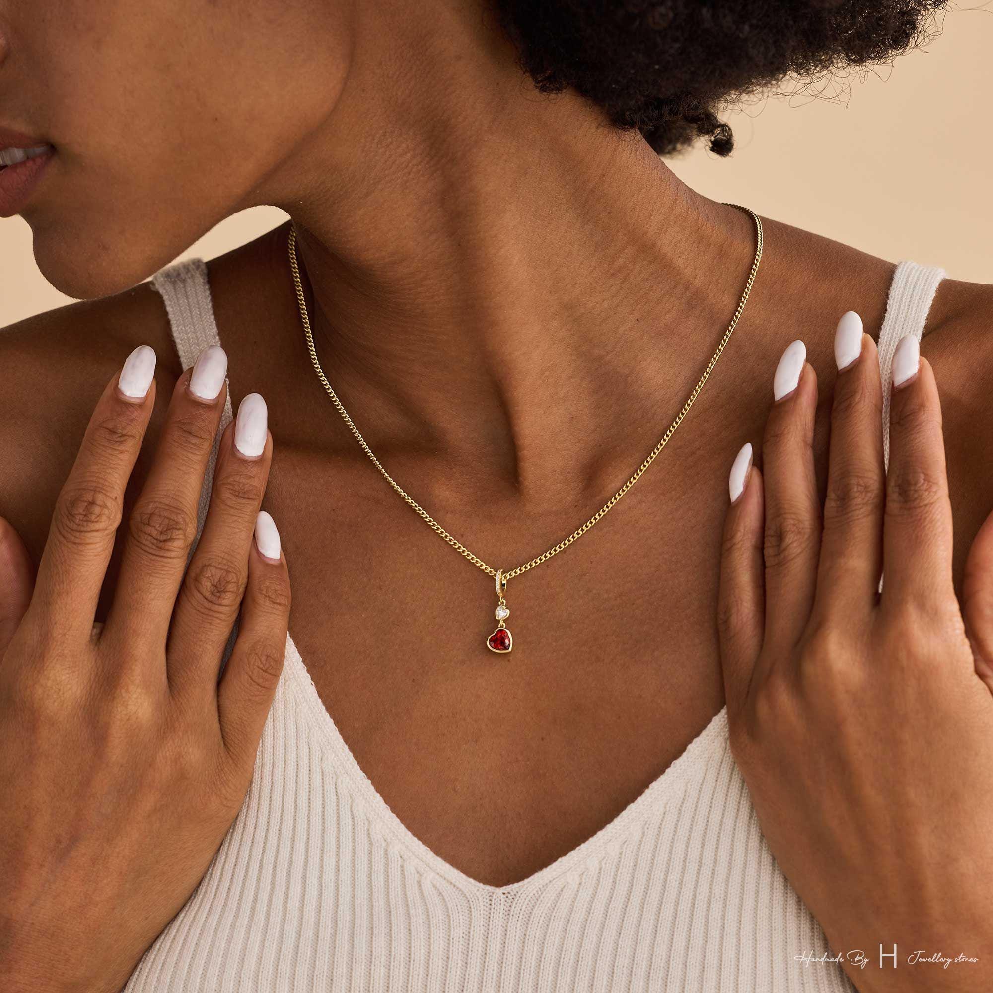 Custom Birthstone Heart Pendant Necklace in Copper