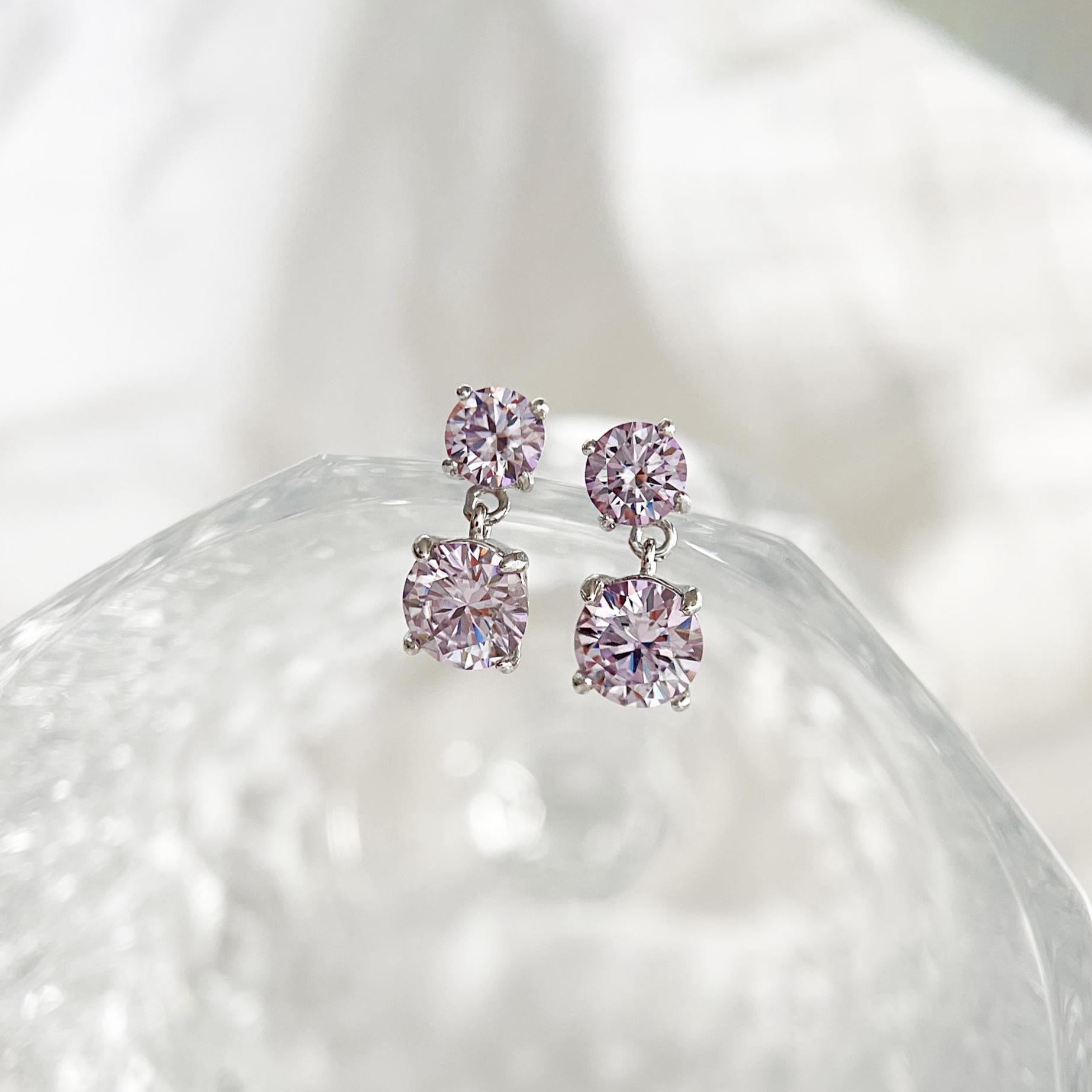 Swiss Blue Moissanite Double Drop Earrings in Platinum Overlay Sterling Silver