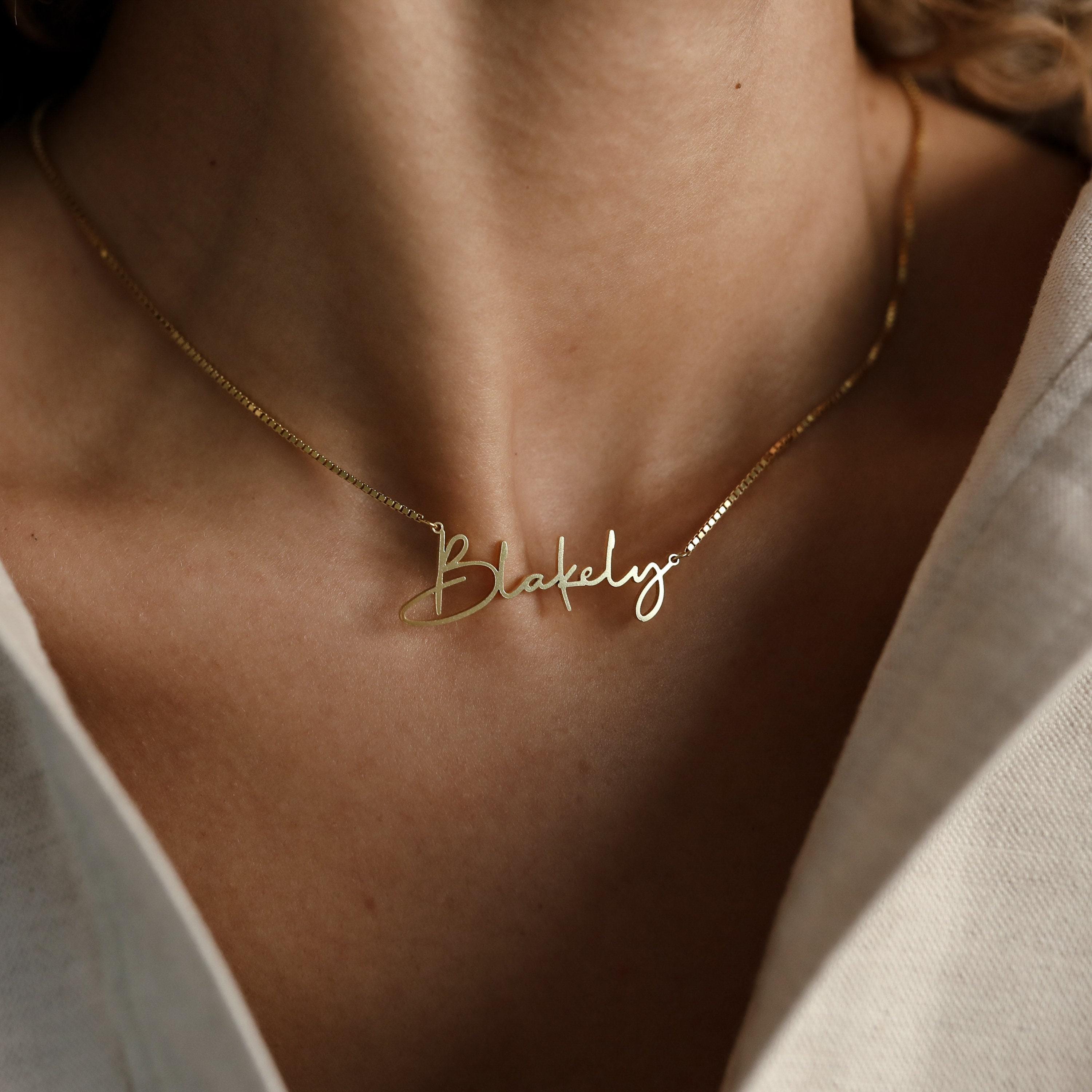 Personalized Box Chain Name Necklace in Sterling Silver