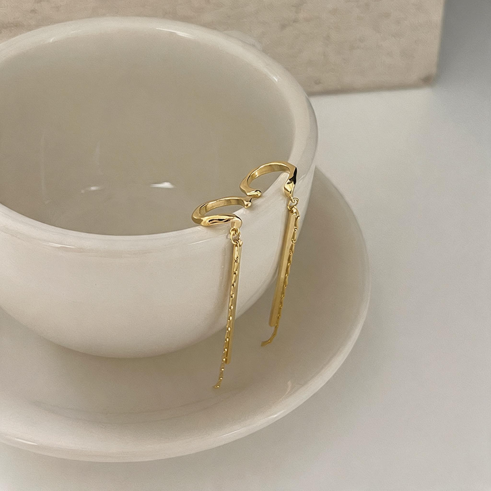 Gold Plated Copper Tassel Ear Wrap for Non-Pierced Ears