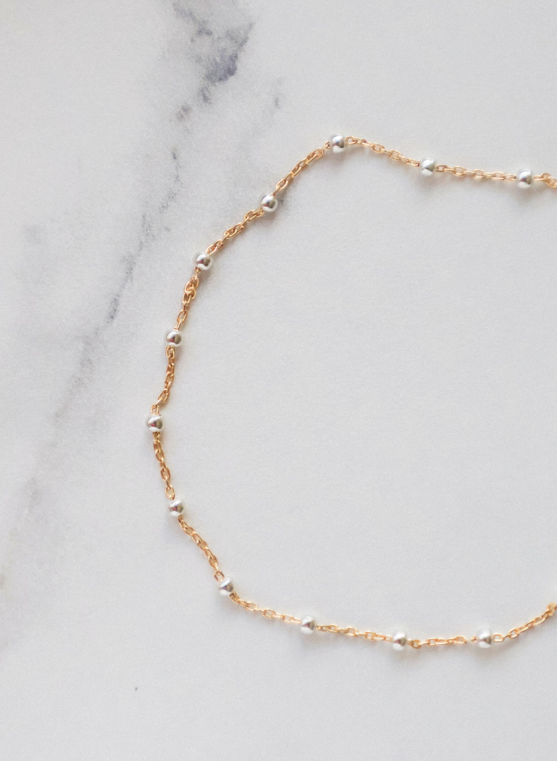 14K Gold Filled Satellite Bracelet with Sterling Silver Beads