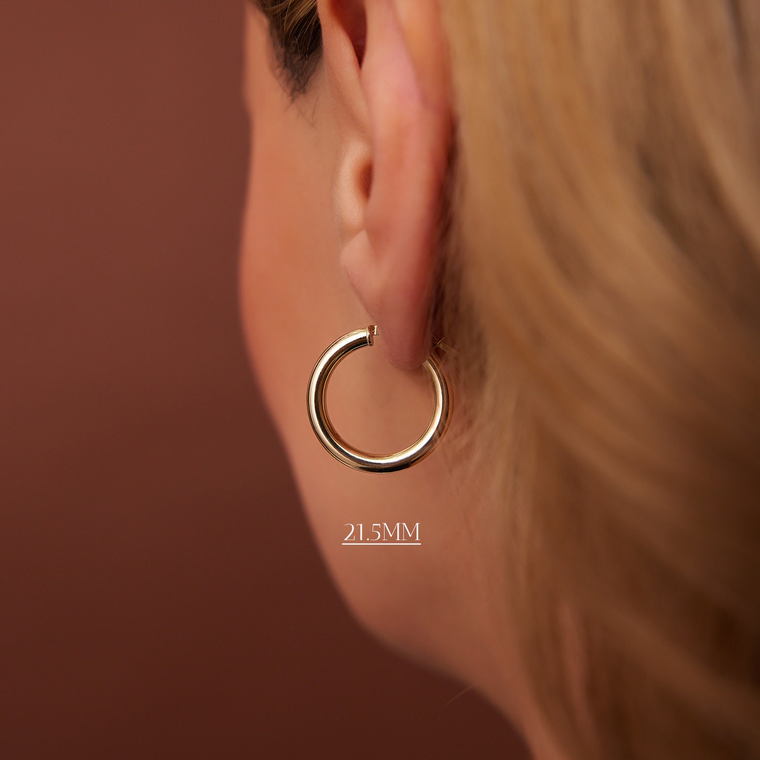14K Gold Hoop Earrings, 3mm Thickness, 14mm to 26.5mm, Sold as a Pair