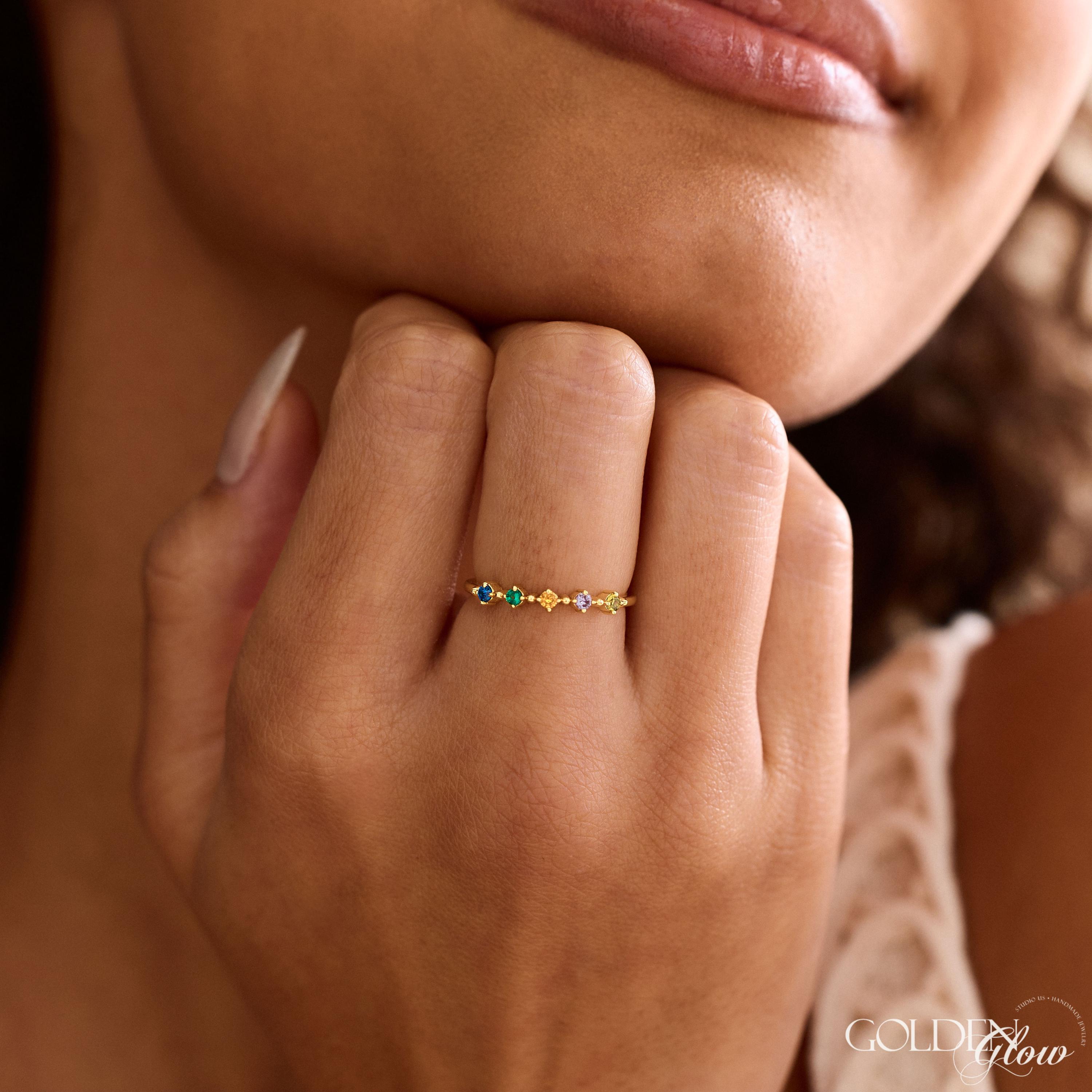 Custom Family Birthstone Eternity Ring, 1 to 6 Stones