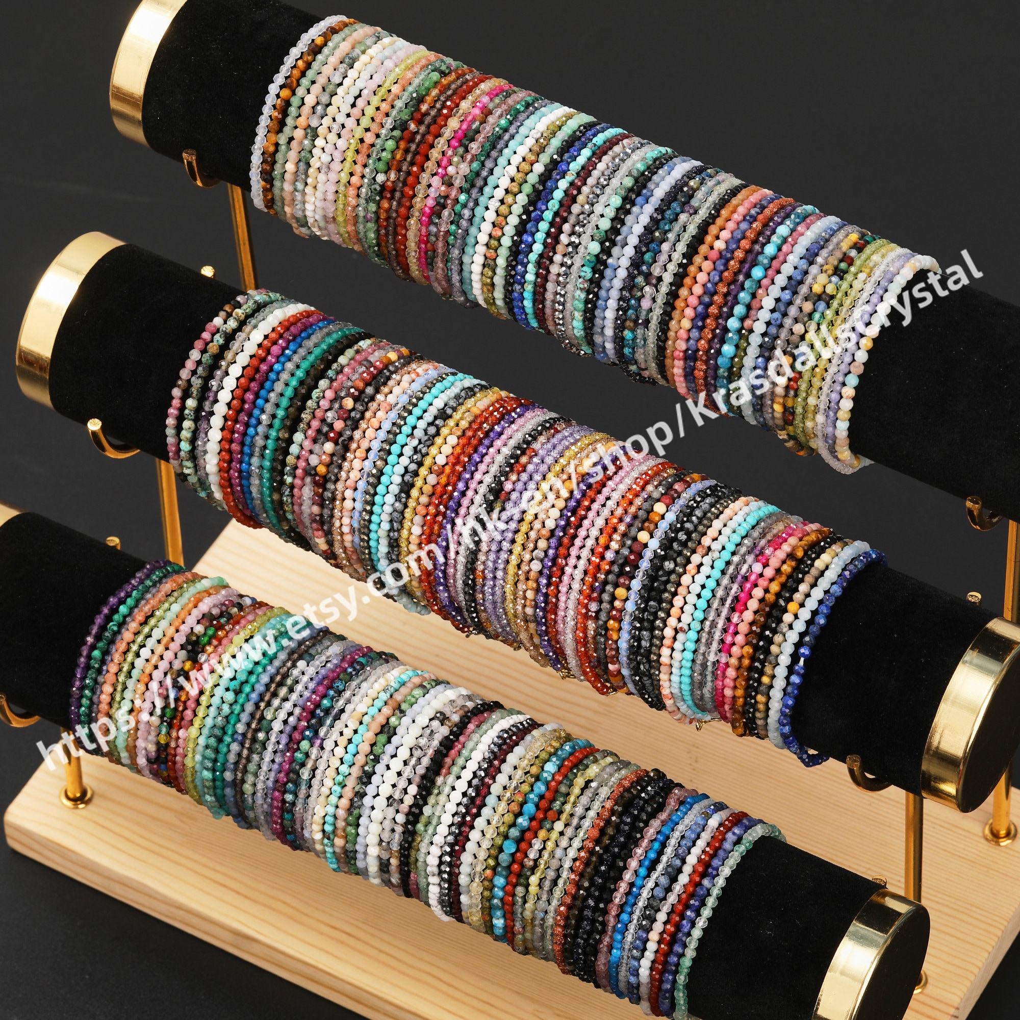 Natural Crystal Mini Beaded Bracelet with Faceted 3-3.5 mm Stones