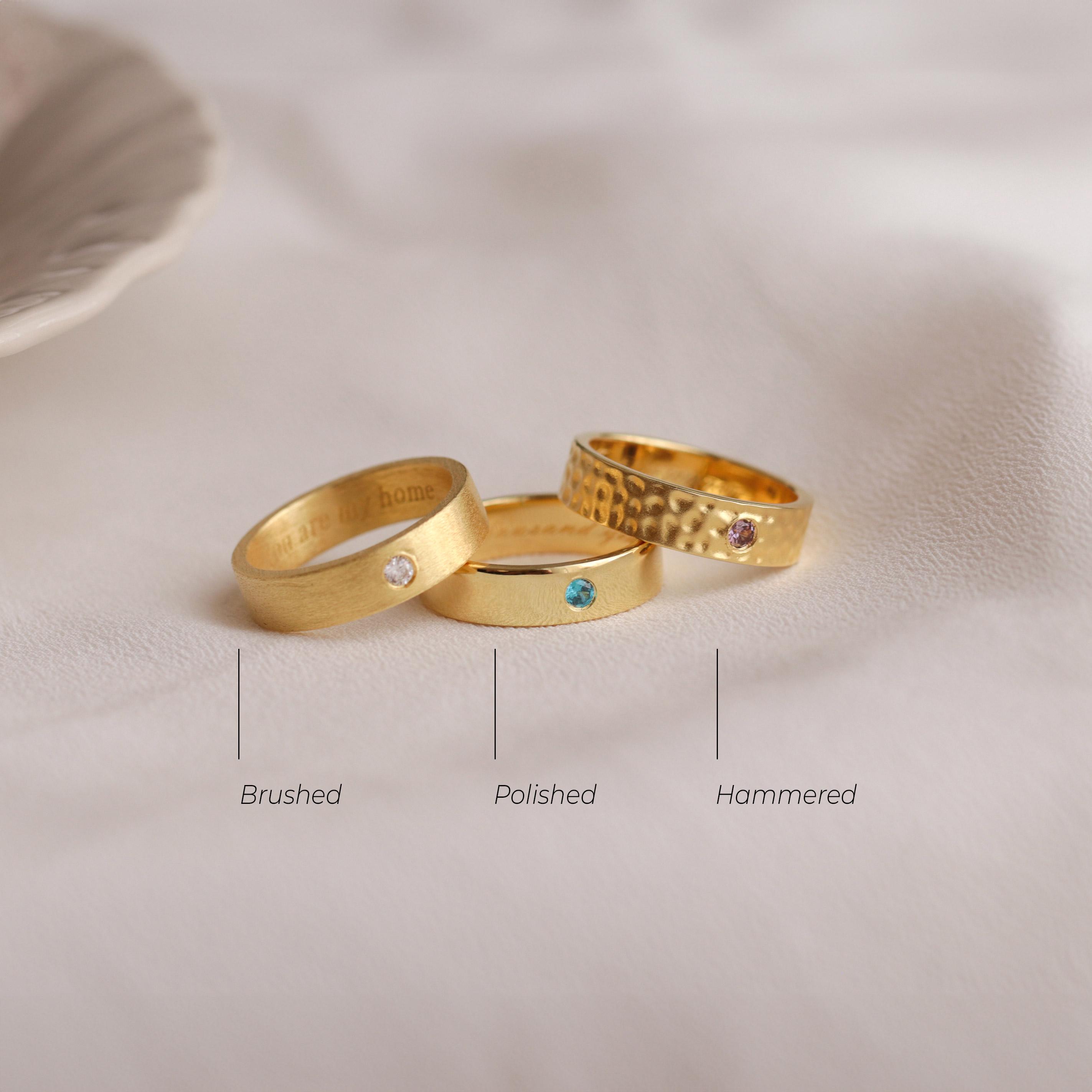 Personalized 5mm Flat Band Ring with Birthstone