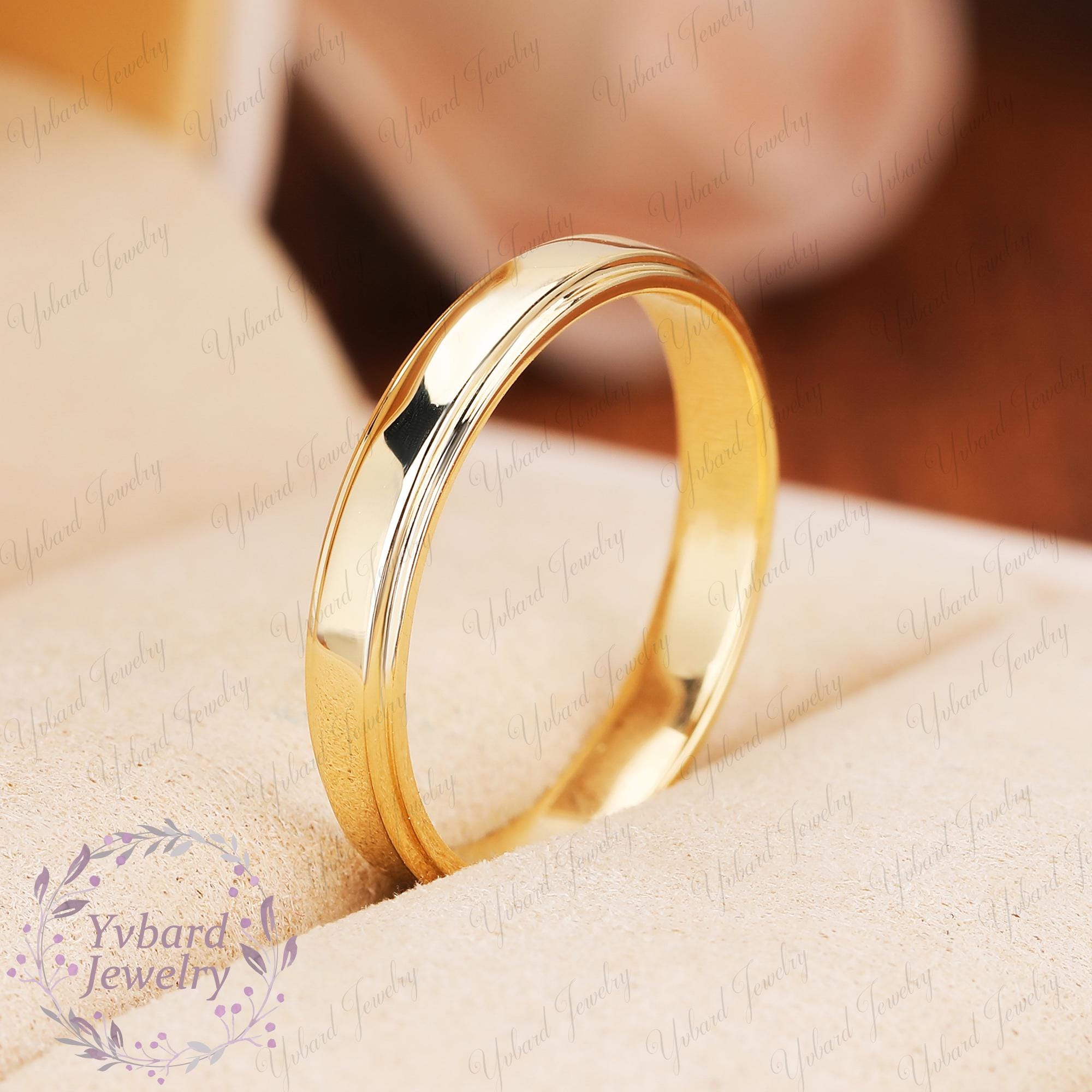 Solid Gold Comfort Fit Wedding Band in 10K 14K or 18K Yellow Gold