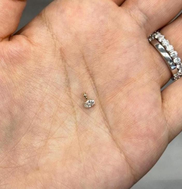 0.25 CT Oval Lab Grown Diamond Charm in Solid 14K Gold
