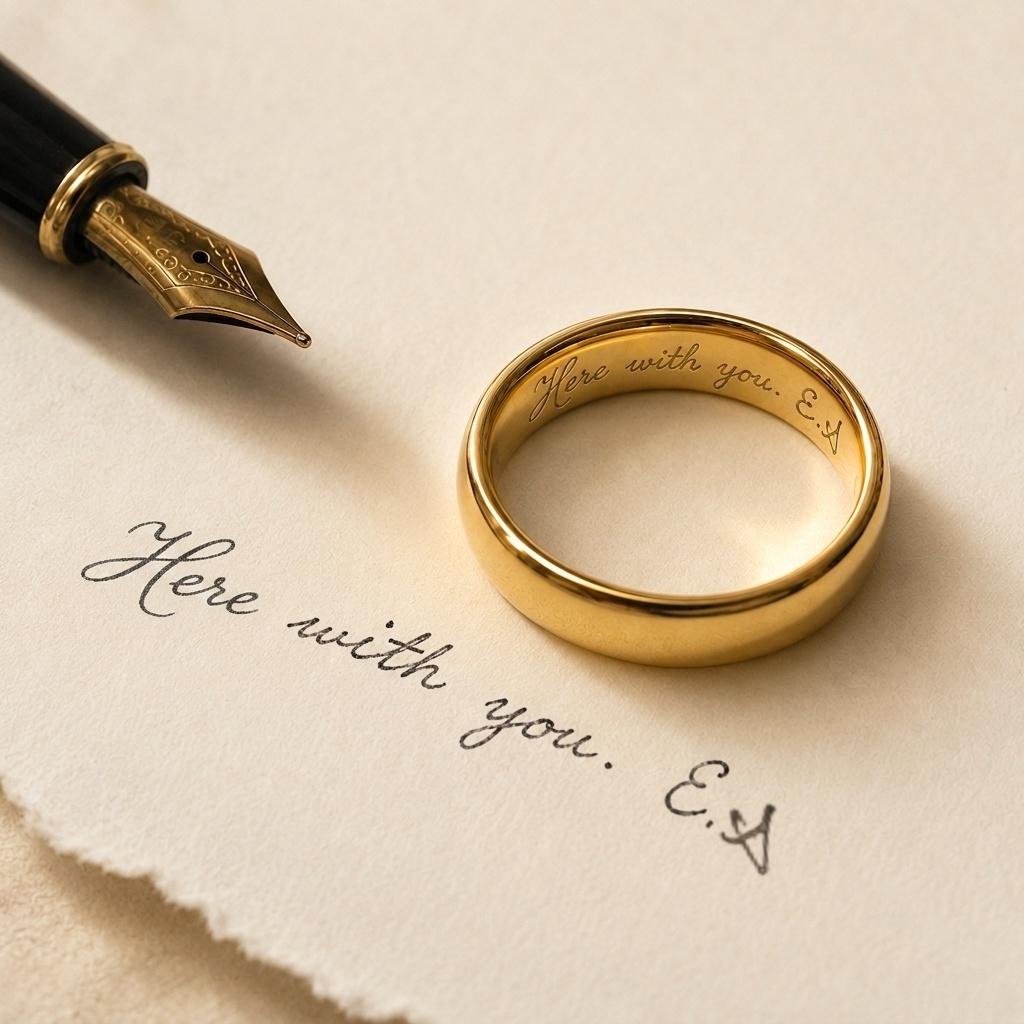 Custom Handwriting Engraved Tungsten Ring