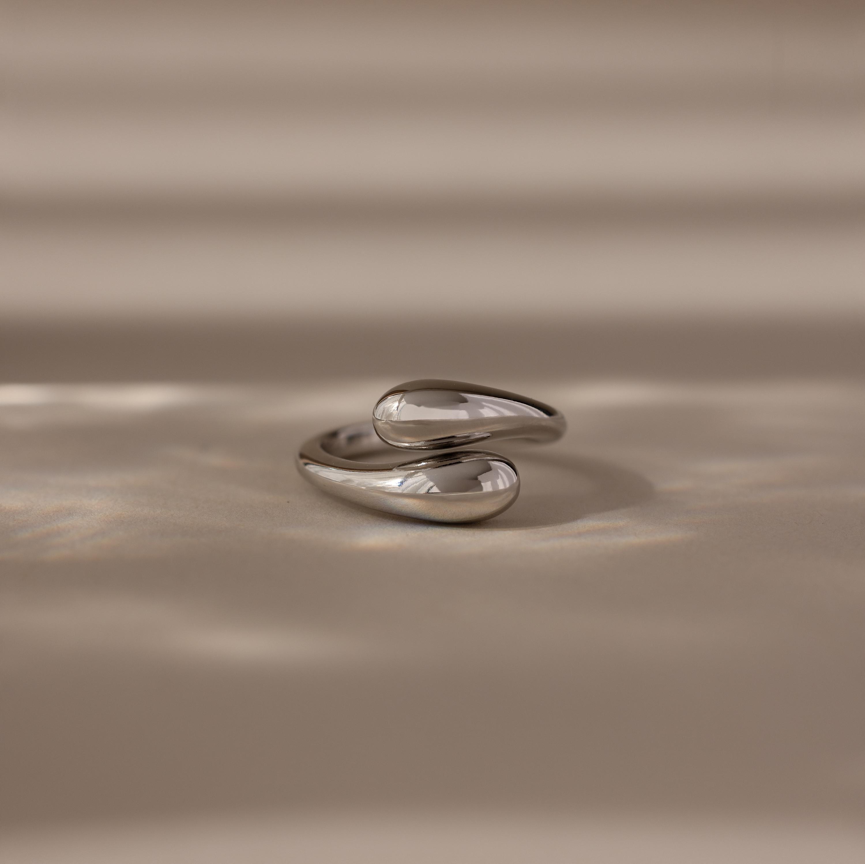 Duo Dome Ring, Chunky Gold Statement Ring With Adjustable Band