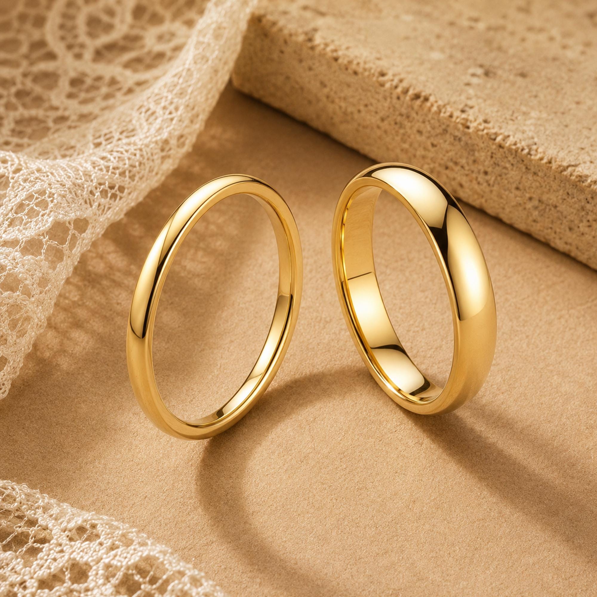 18K Gold Plated Minimalist Dome Ring for Women