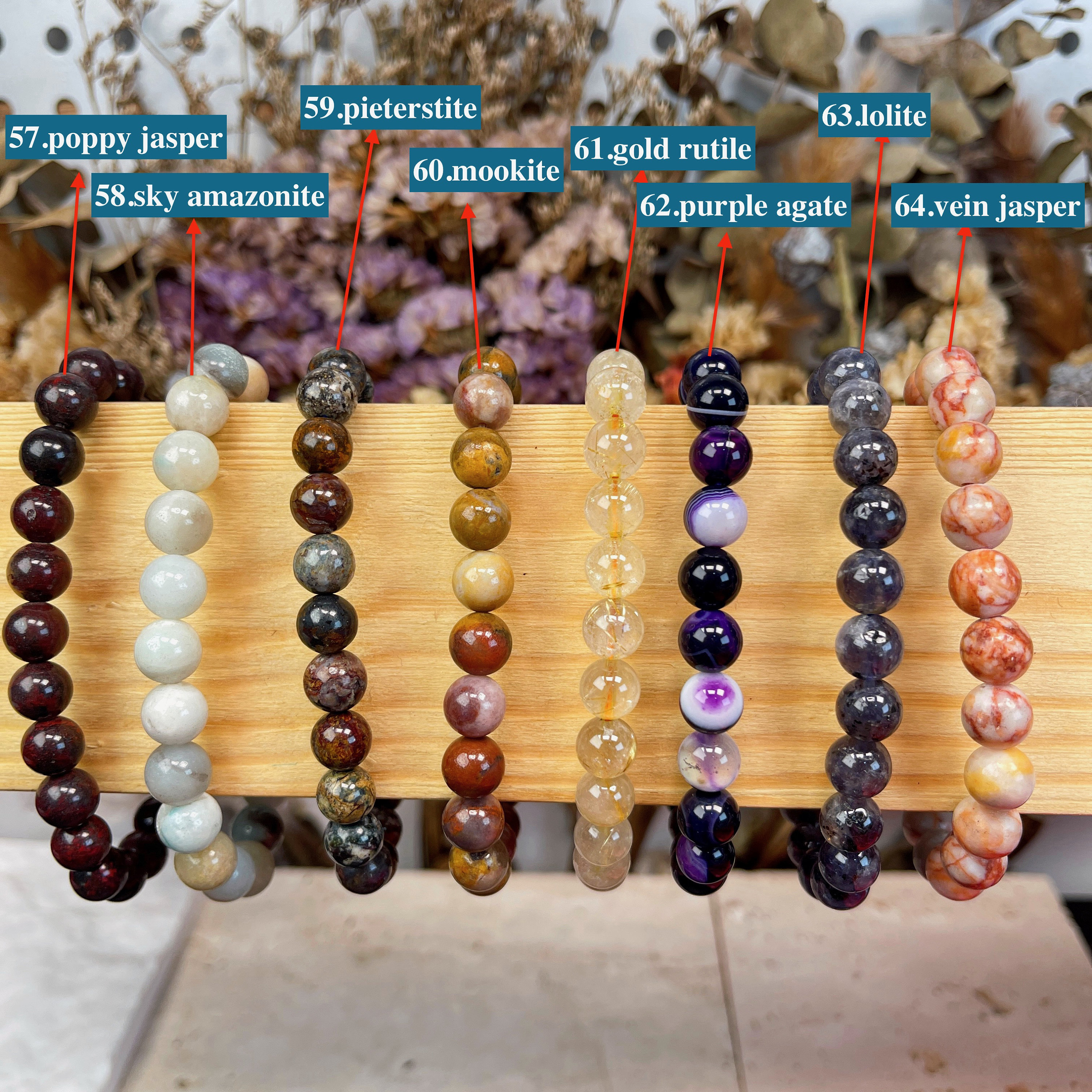 Handmade Natural Gemstone Beaded Bracelet, 6mm to 10mm