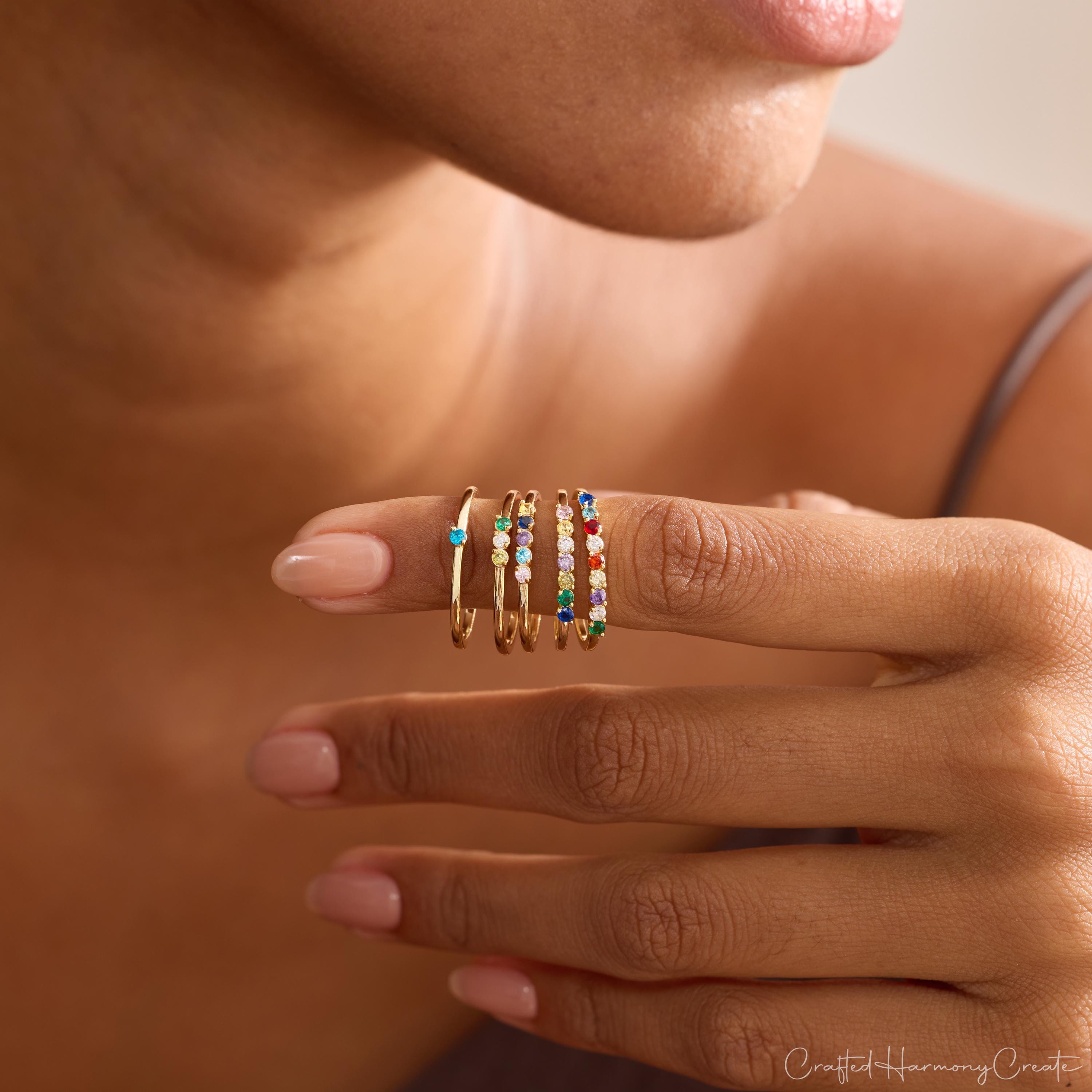 Personalized Multiple Round Birthstone Ring