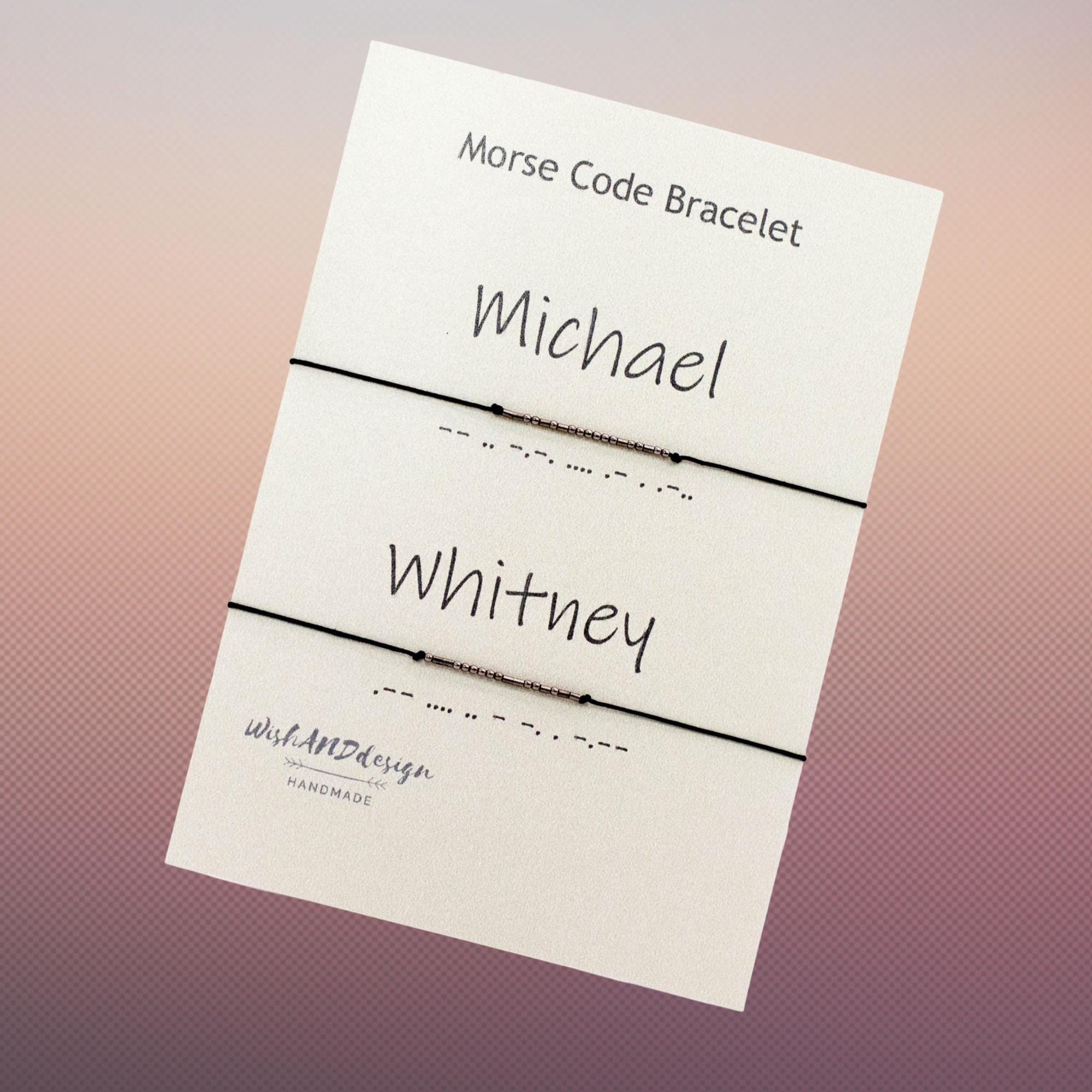 Personalized Morse Code Couple Bracelet Set of Two in Silver, Gold or Rose Gold