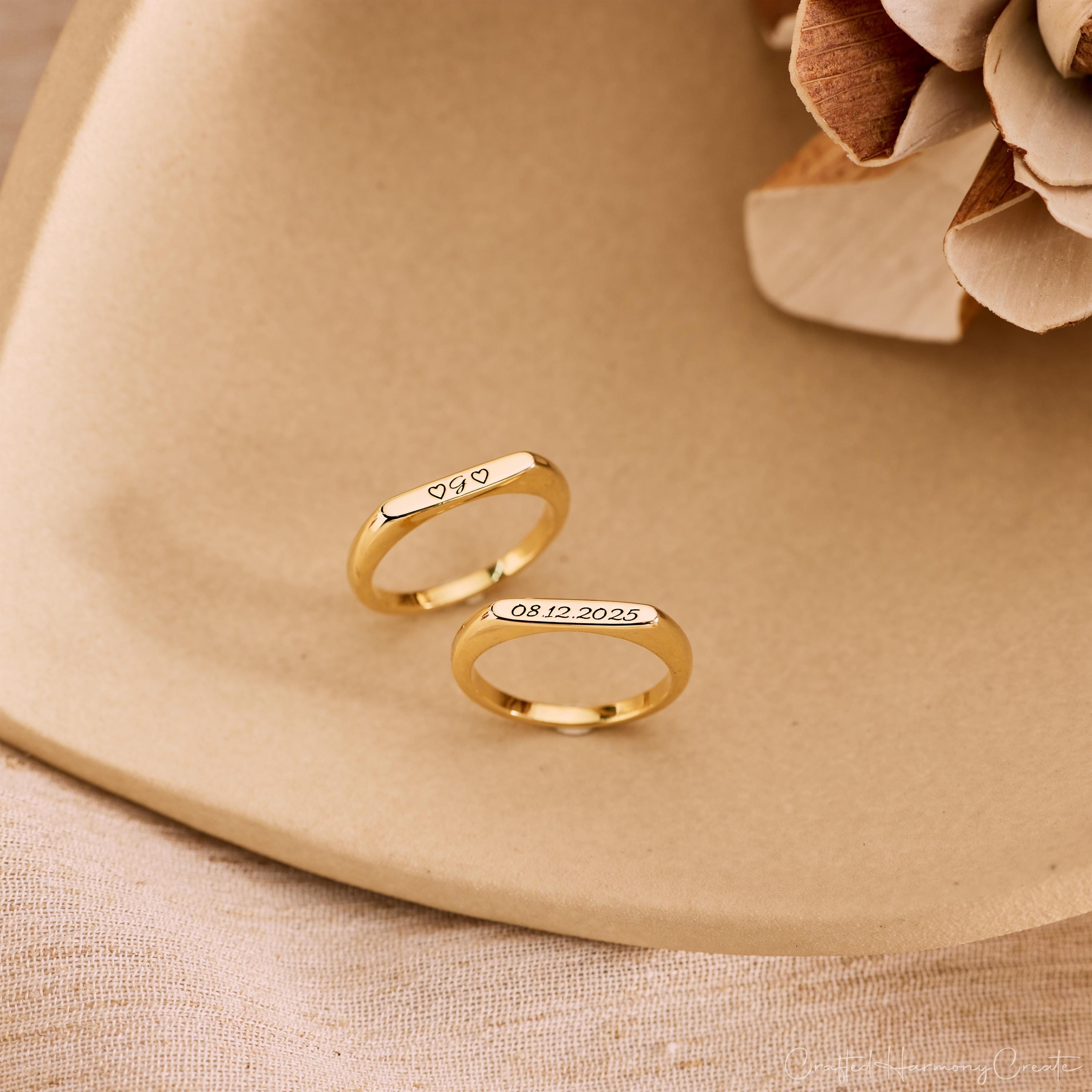 Custom Engraved Name Ring, Dainty Stackable Band
