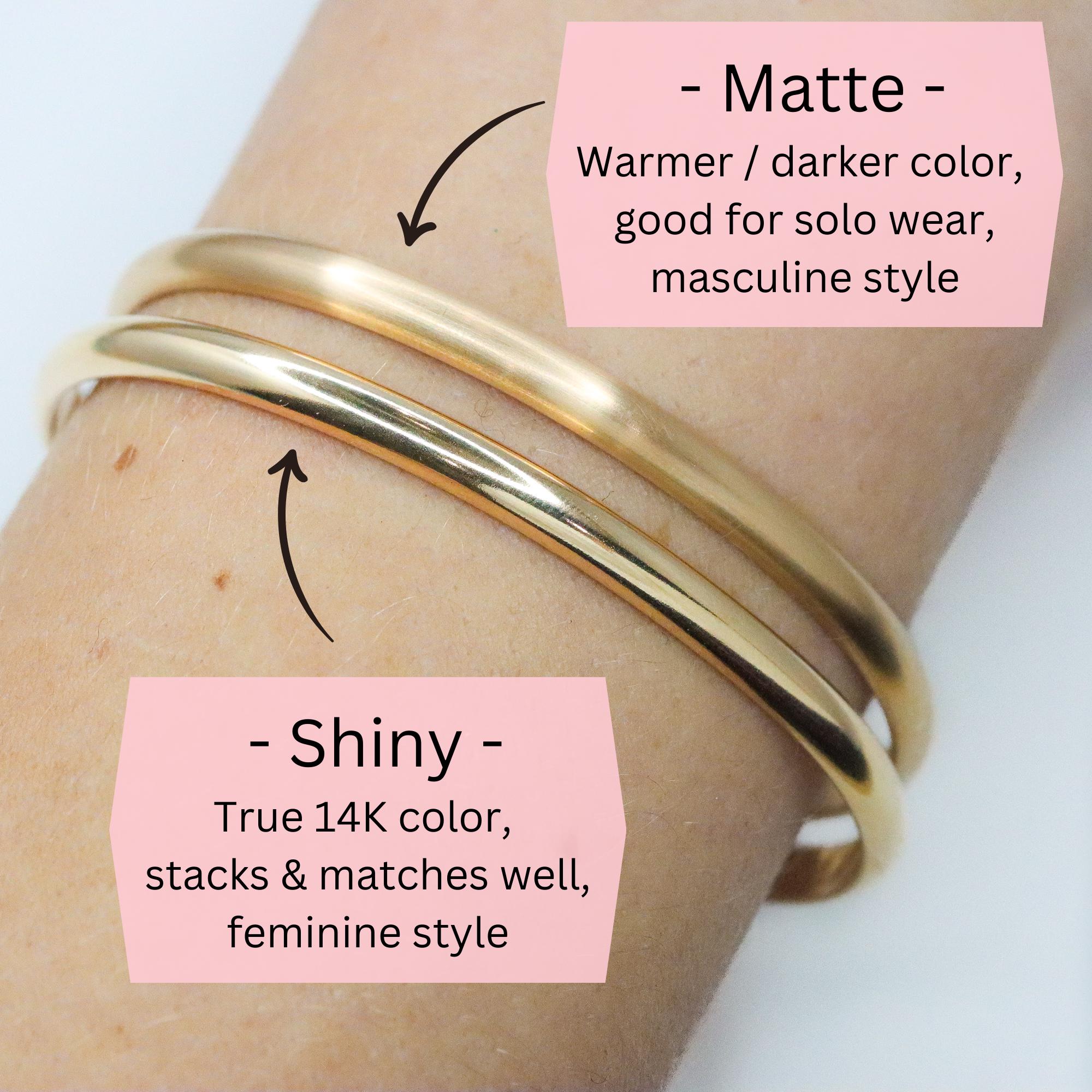 Personalized 4mm 14K Gold Fill Cuff Bracelet with Brushed Matte Finish