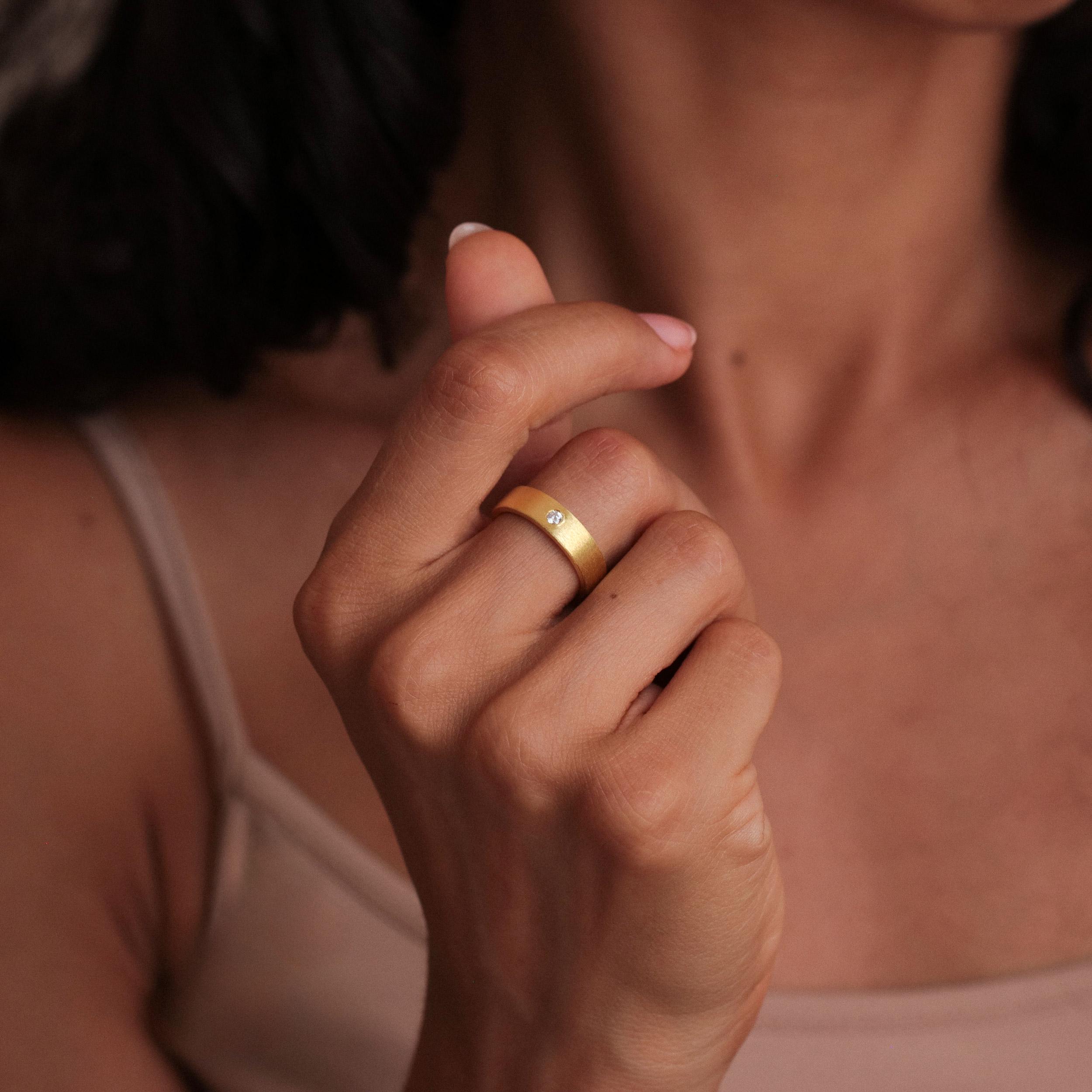 Personalized 5mm Flat Band Ring with Birthstone