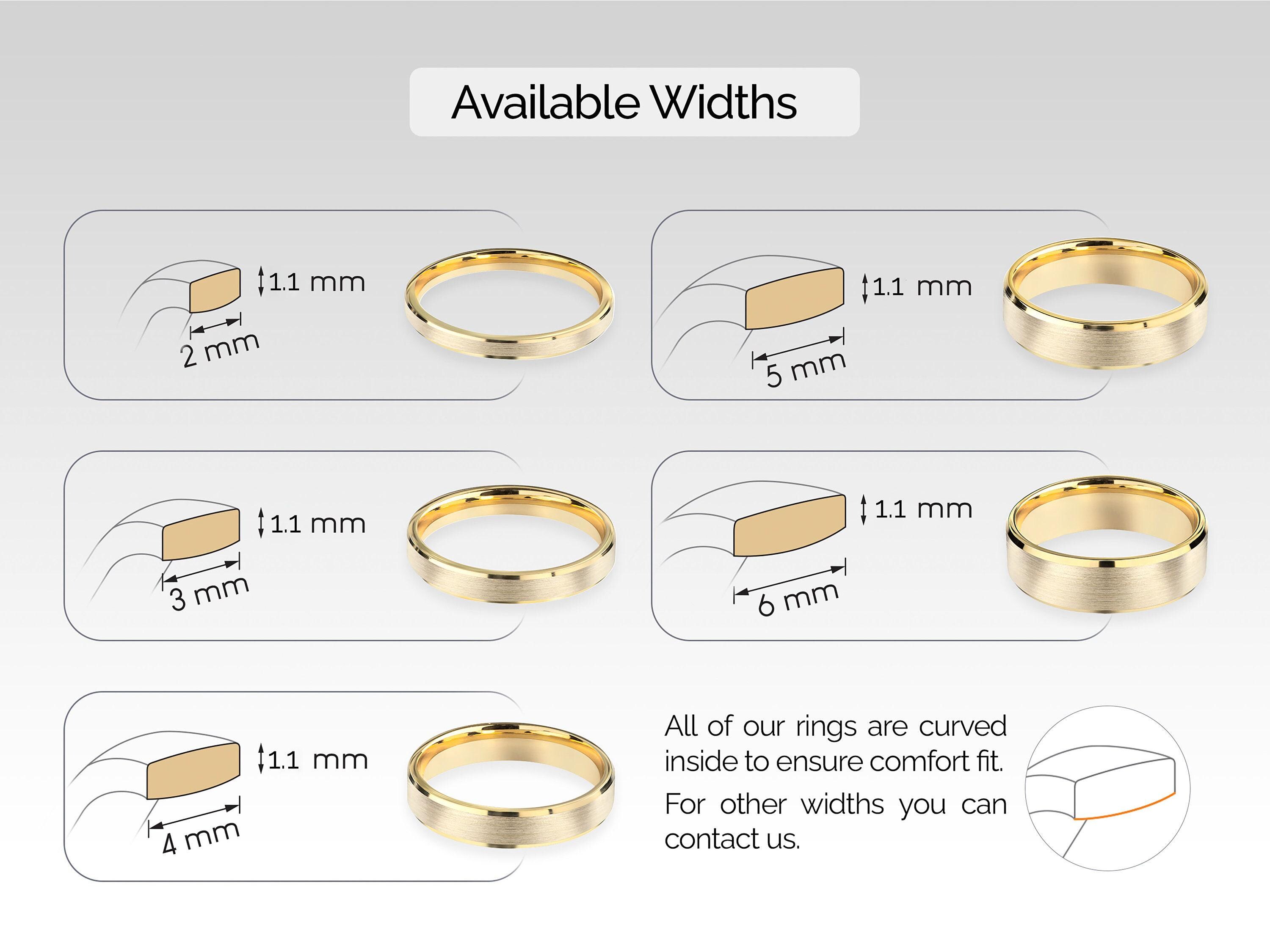 6mm Matte Beveled Wedding Band, Flat Comfort Fit Solid Gold