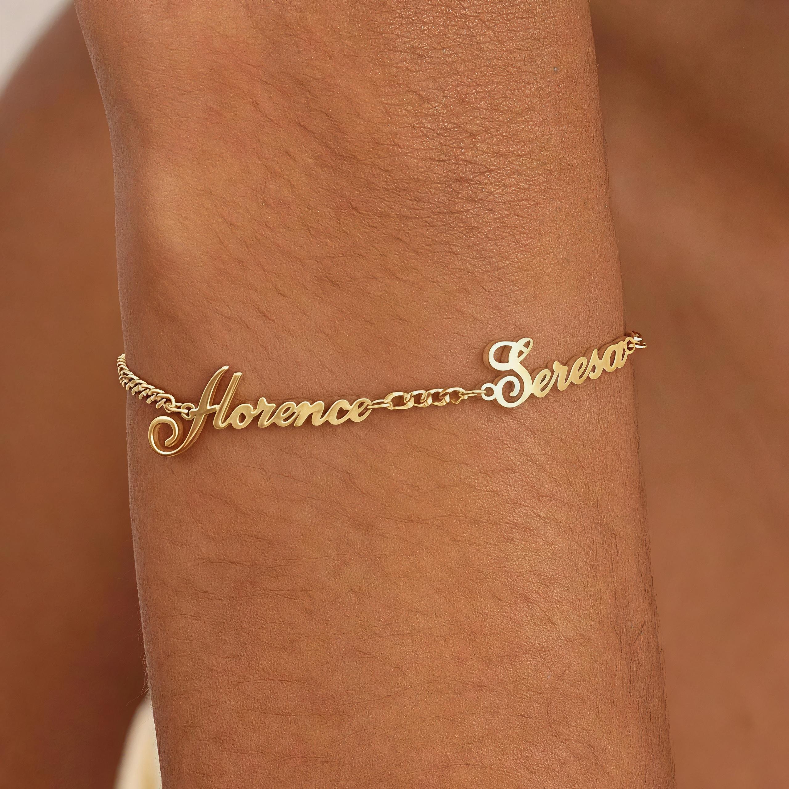 Gold Plated Multi Name Bracelet in Sterling Silver