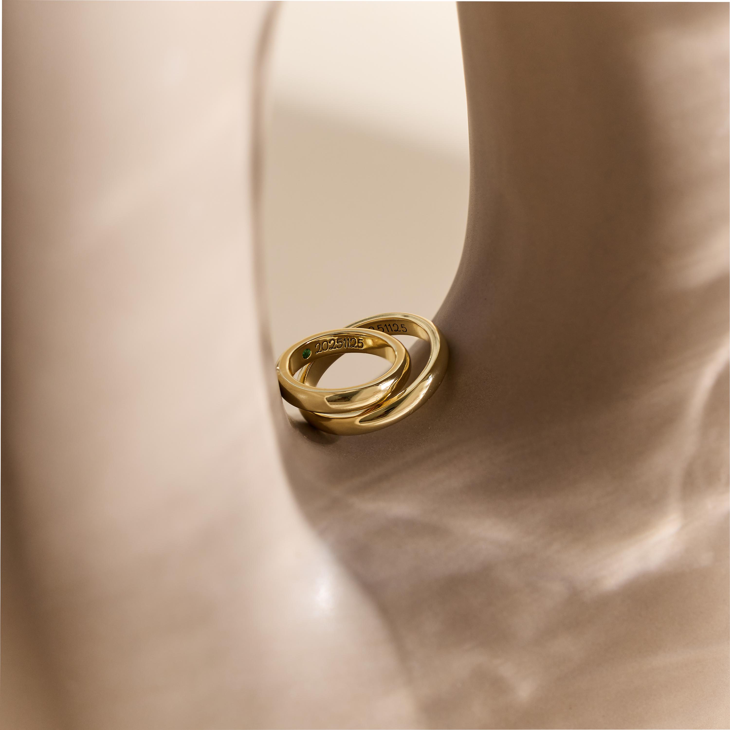 Personalized Birthstone Band Ring with Inside Engraving