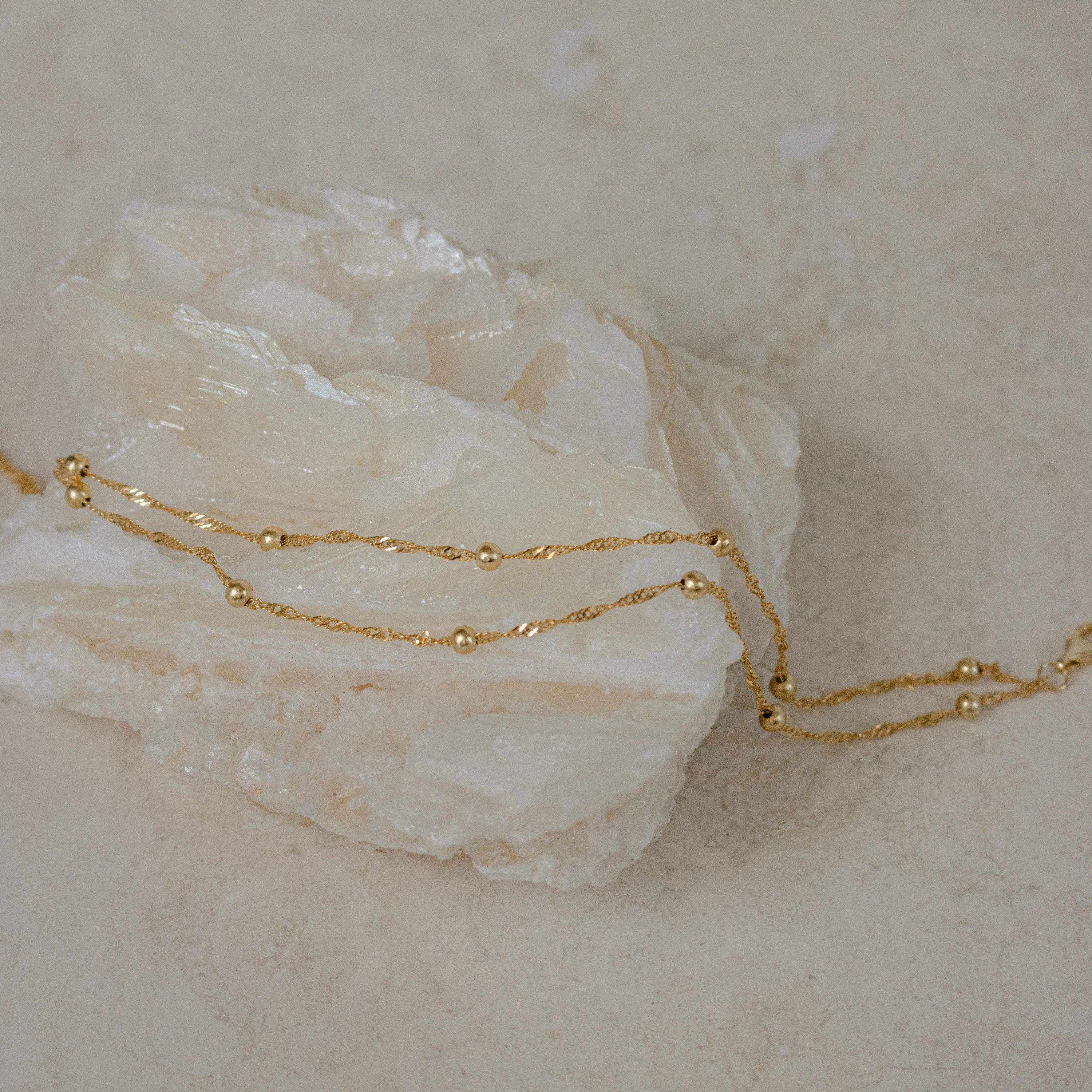 Duo Bead Chain Bracelet in Sterling Silver and 18K Gold Tone