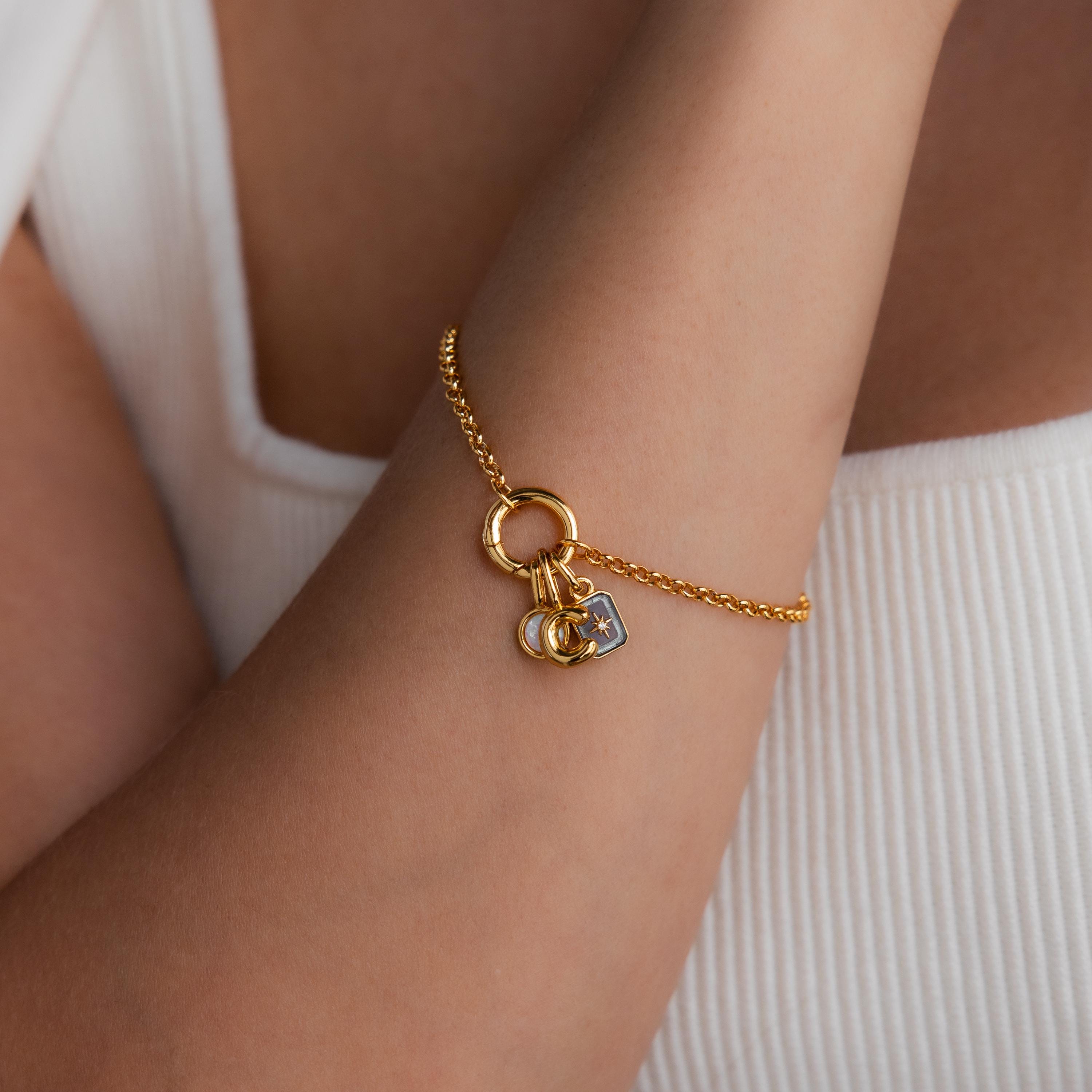 North Star Birthstone Charm in 18K Gold Over Brass