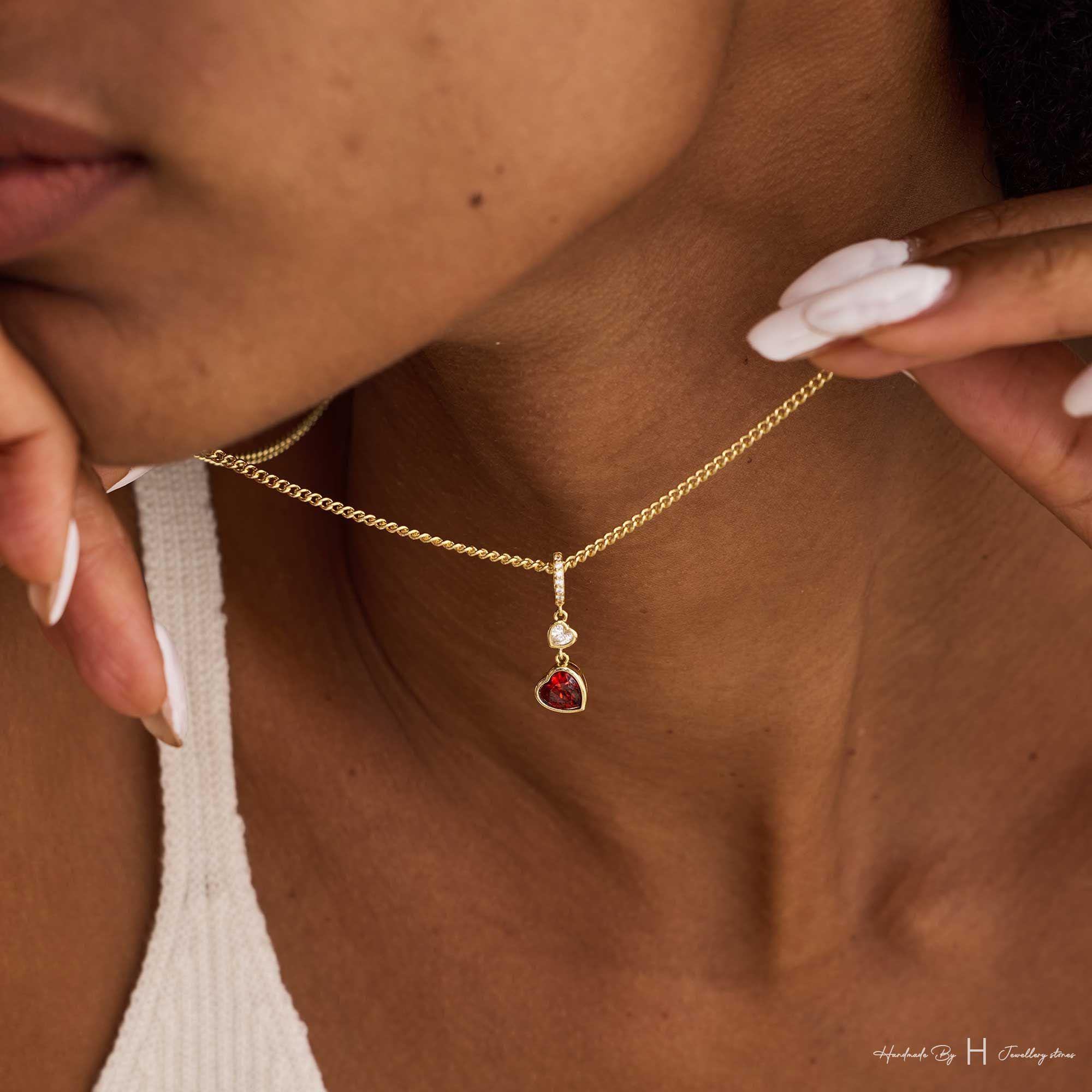 Custom Birthstone Heart Pendant Necklace in Copper