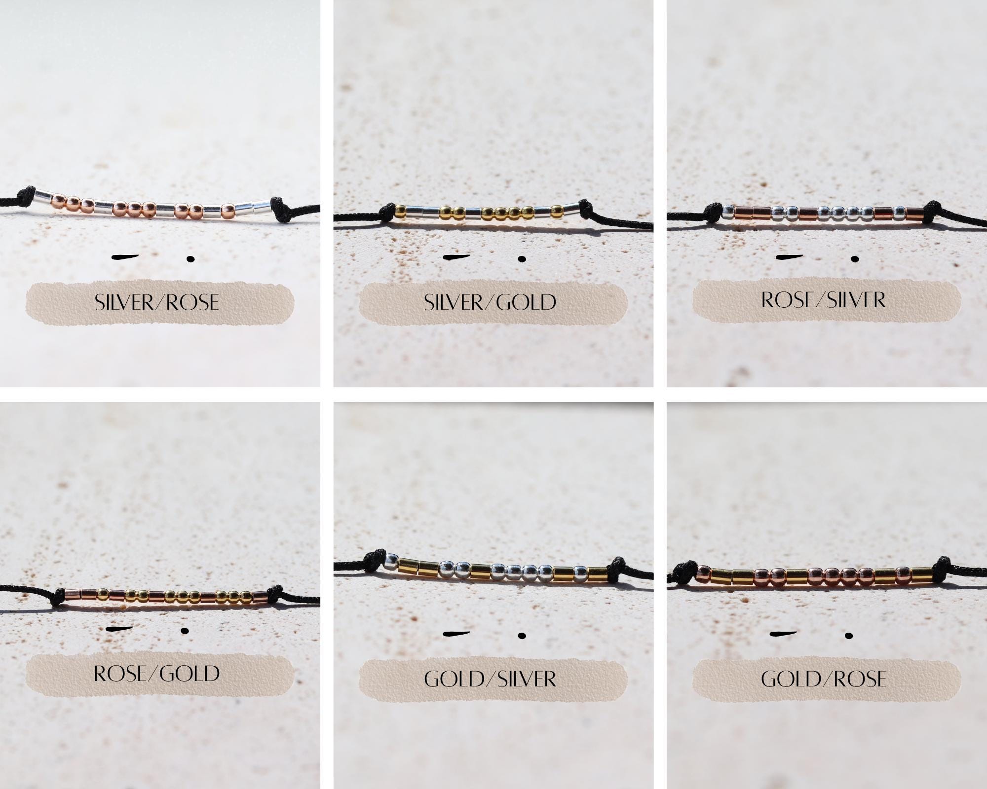 Personalized Morse Code Couple Bracelet Set of Two in Silver, Gold or Rose Gold