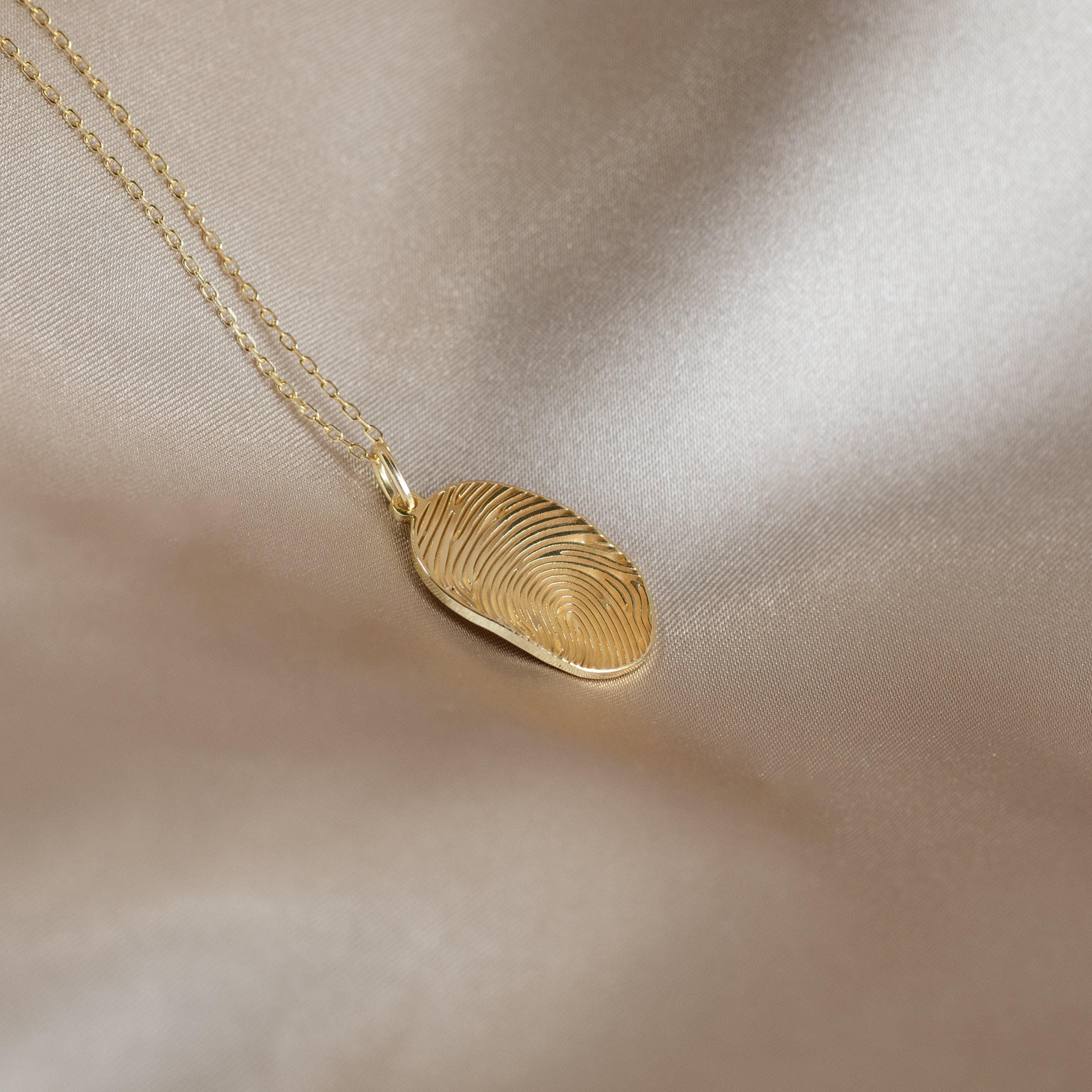 Deeply Engraved Fingerprint Memorial Necklace in 925 Sterling Silver